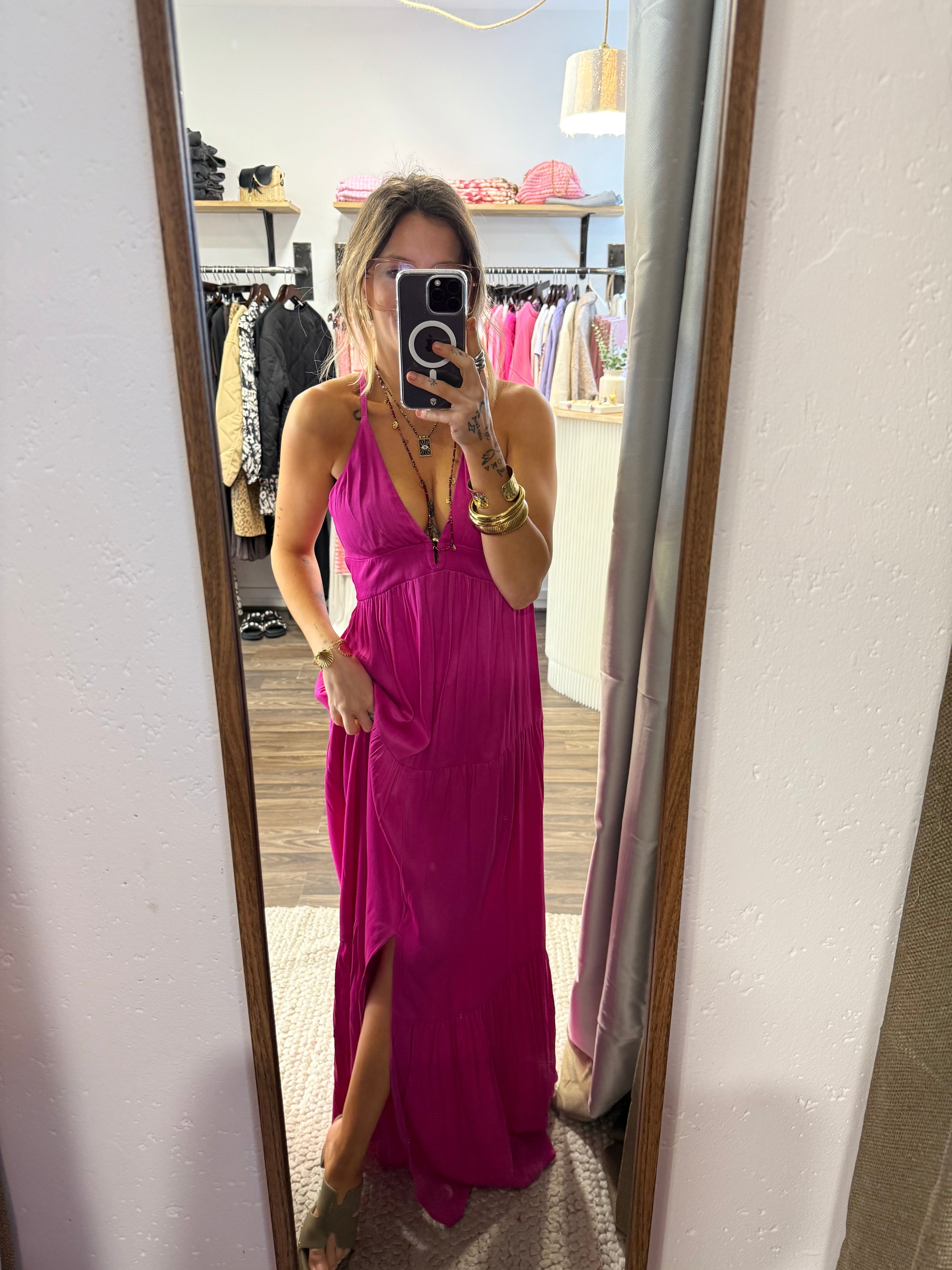 Robe dos nu - fuchsia