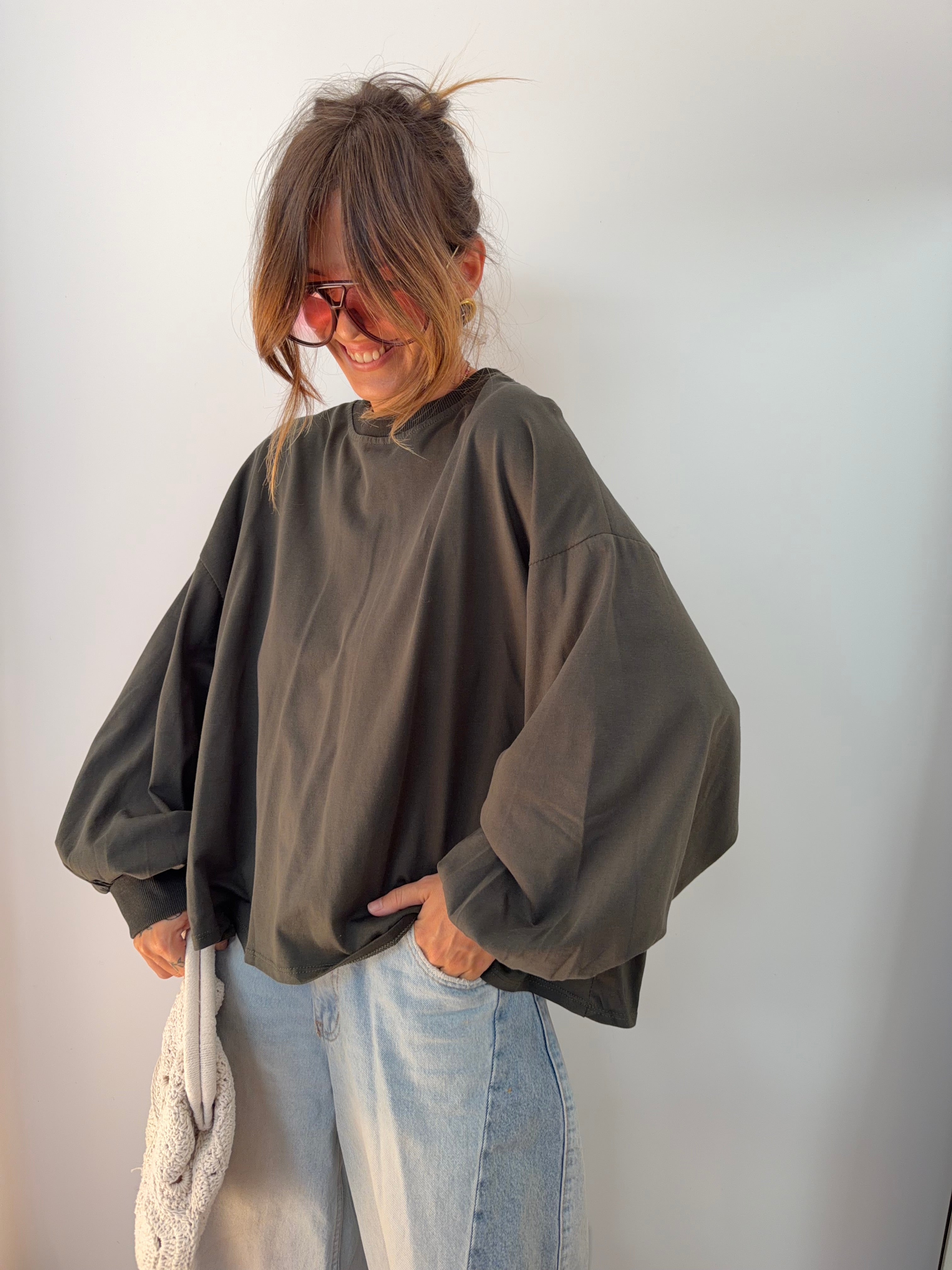 T-shirt long Mia - kaki