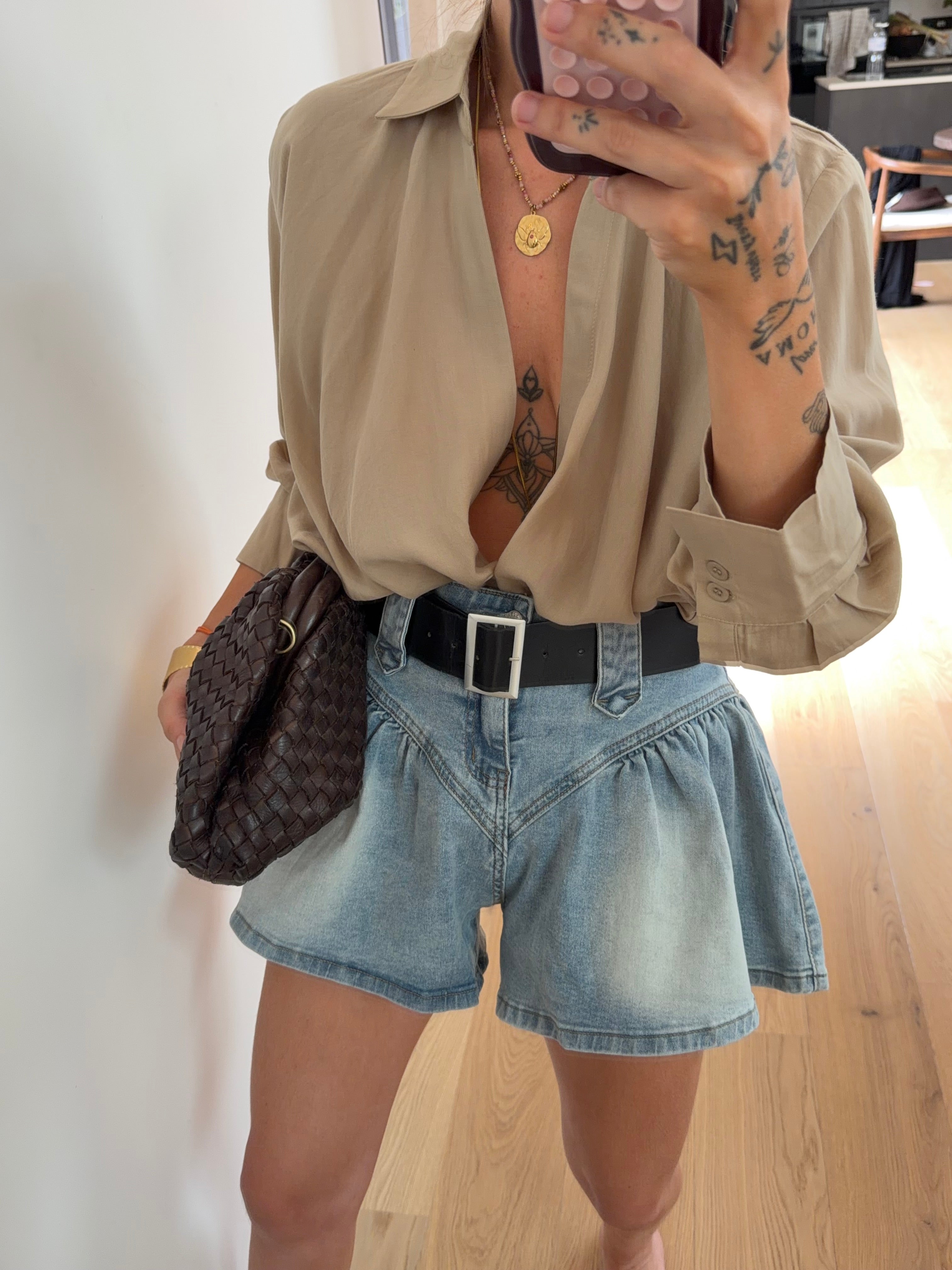 Chemise fluide croisée - sable