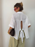 Chemise en gaze de coton dos nu - blanche