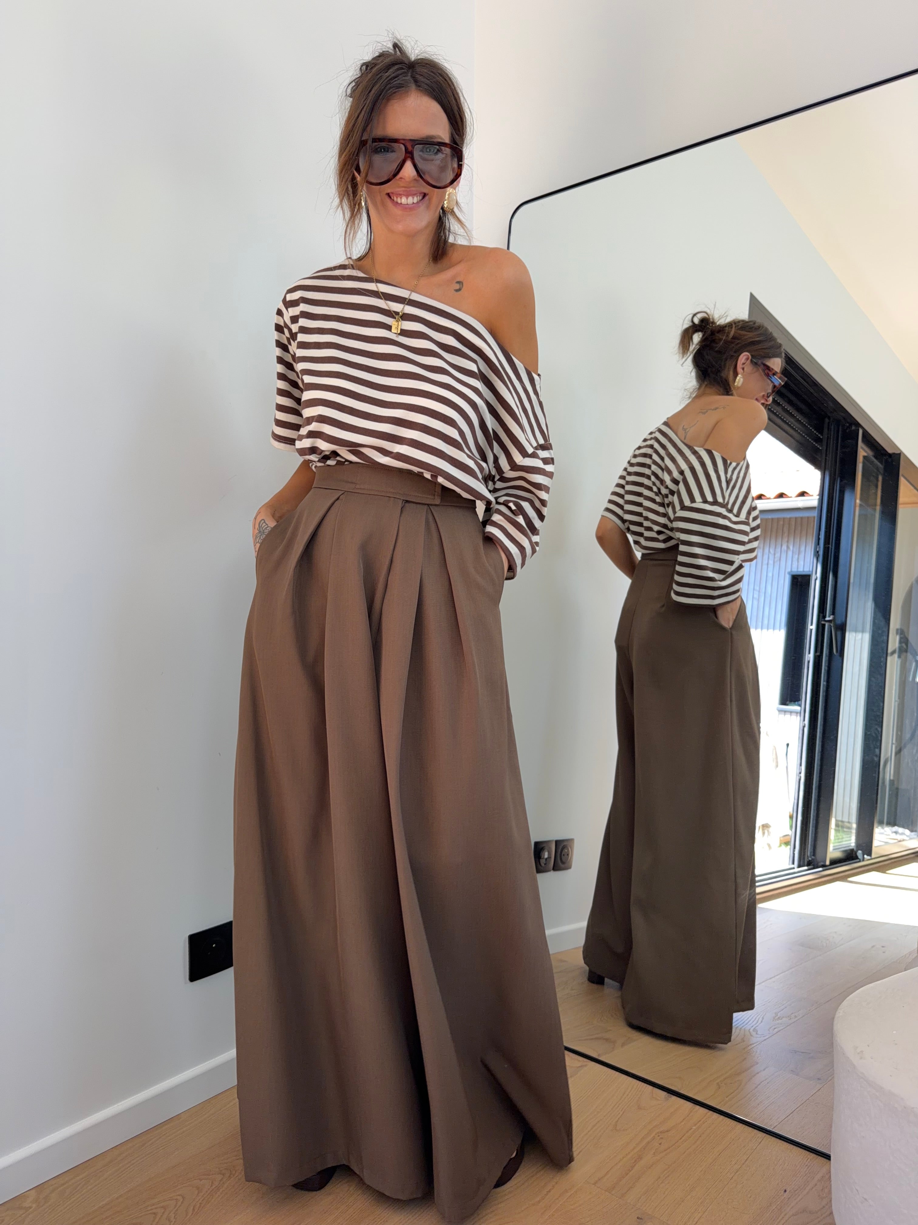 Pantalon à scratch - chocolat