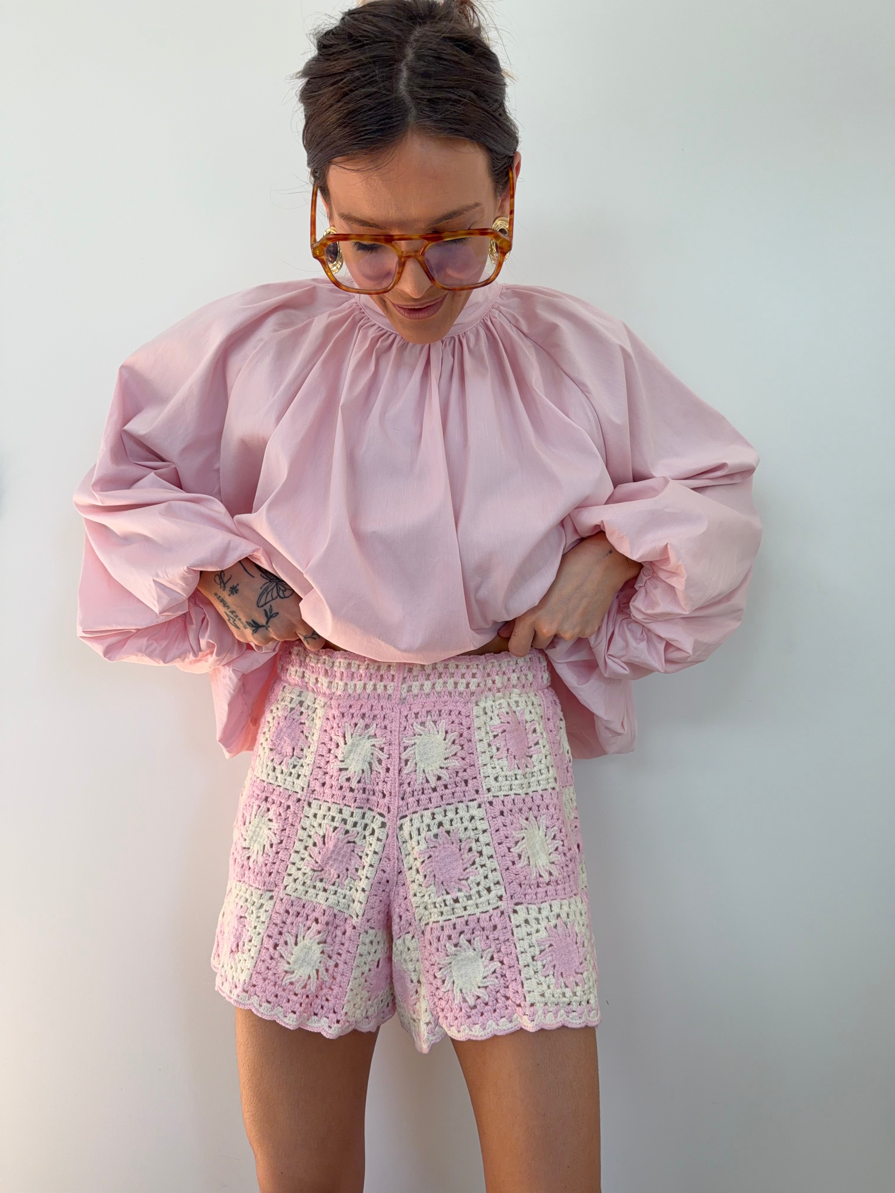 Short en crochet - rose