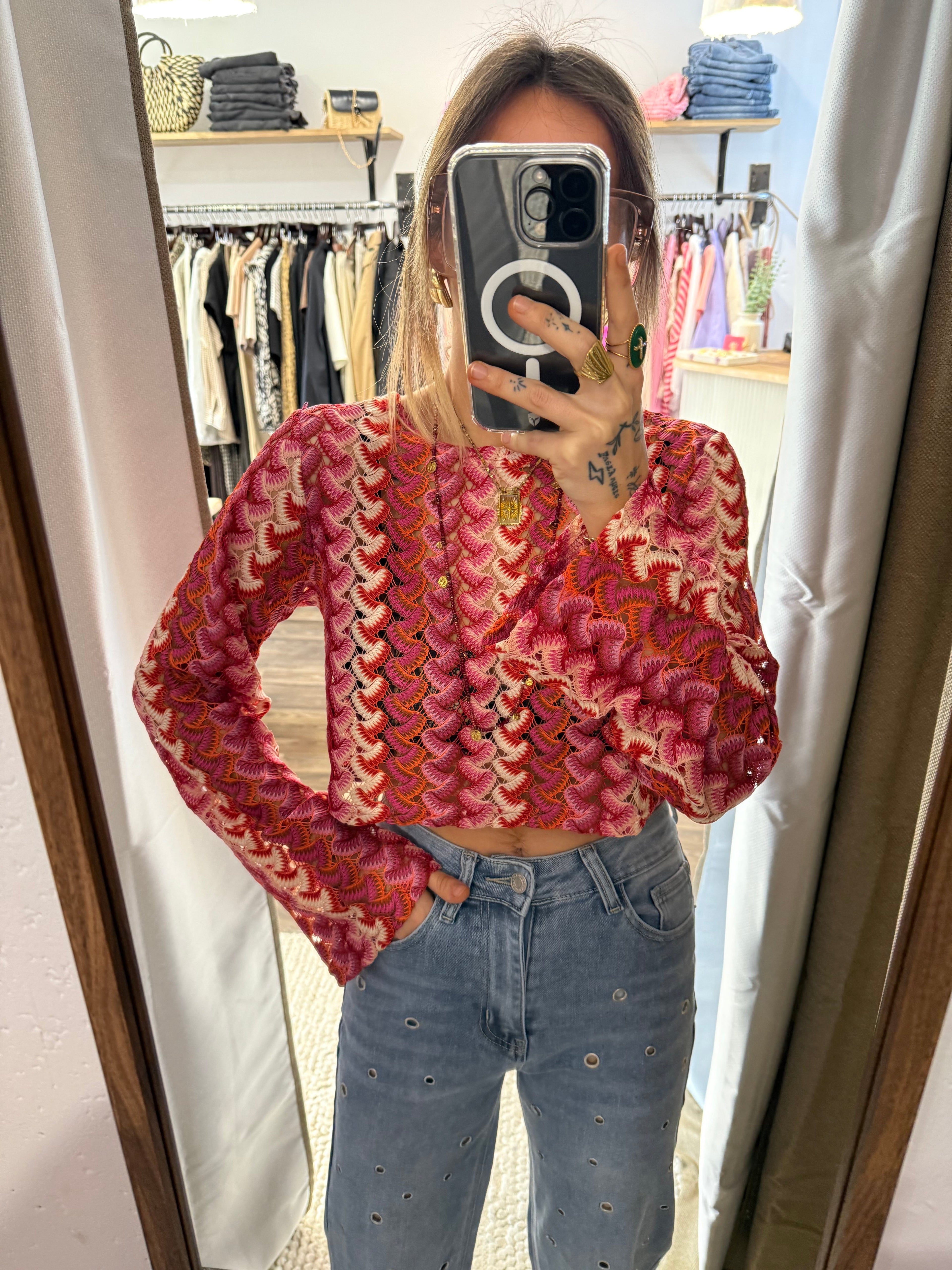 Haut en crochet - summer rosy