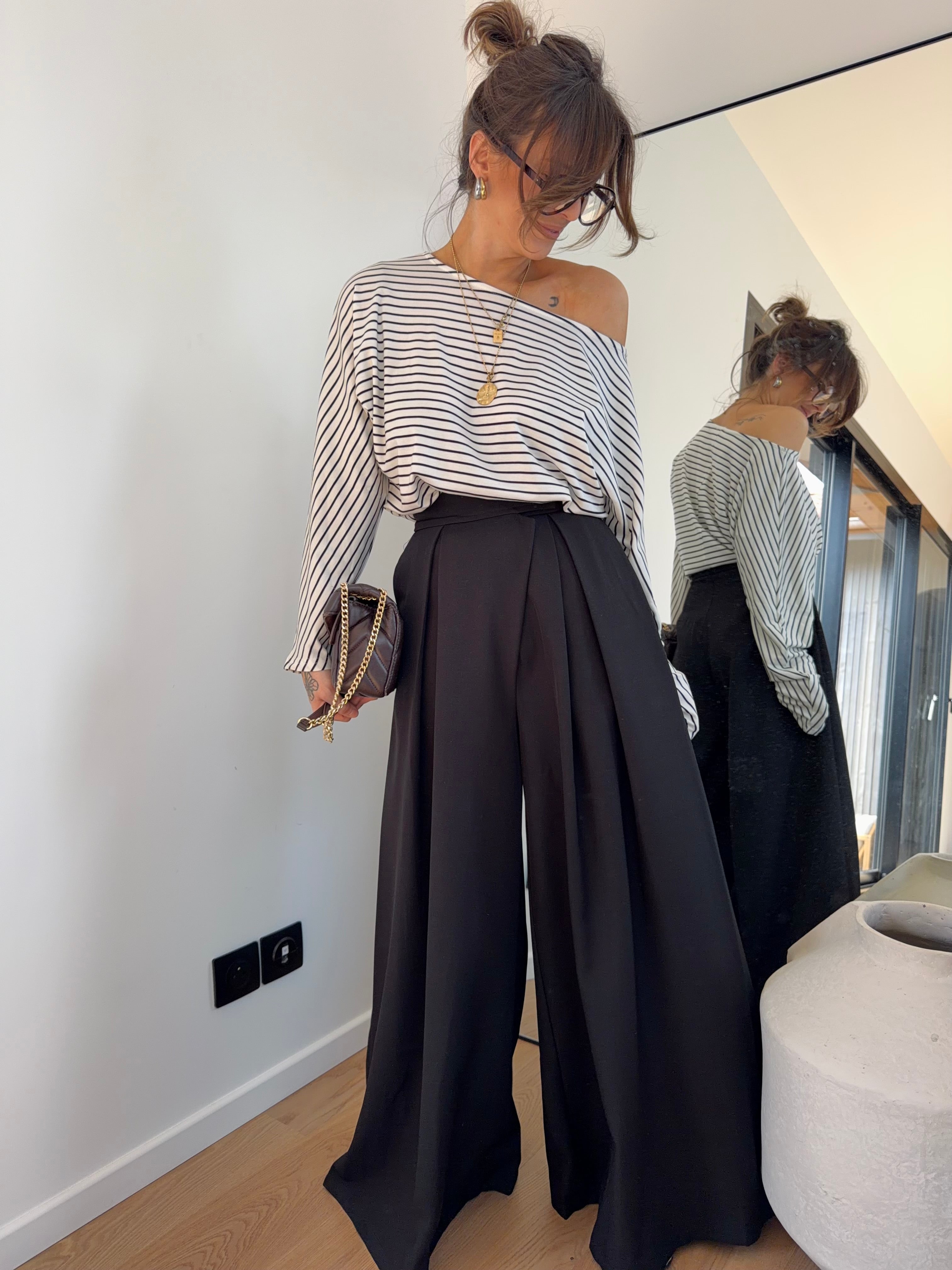 Pantalon portefeuille à scratch - noir