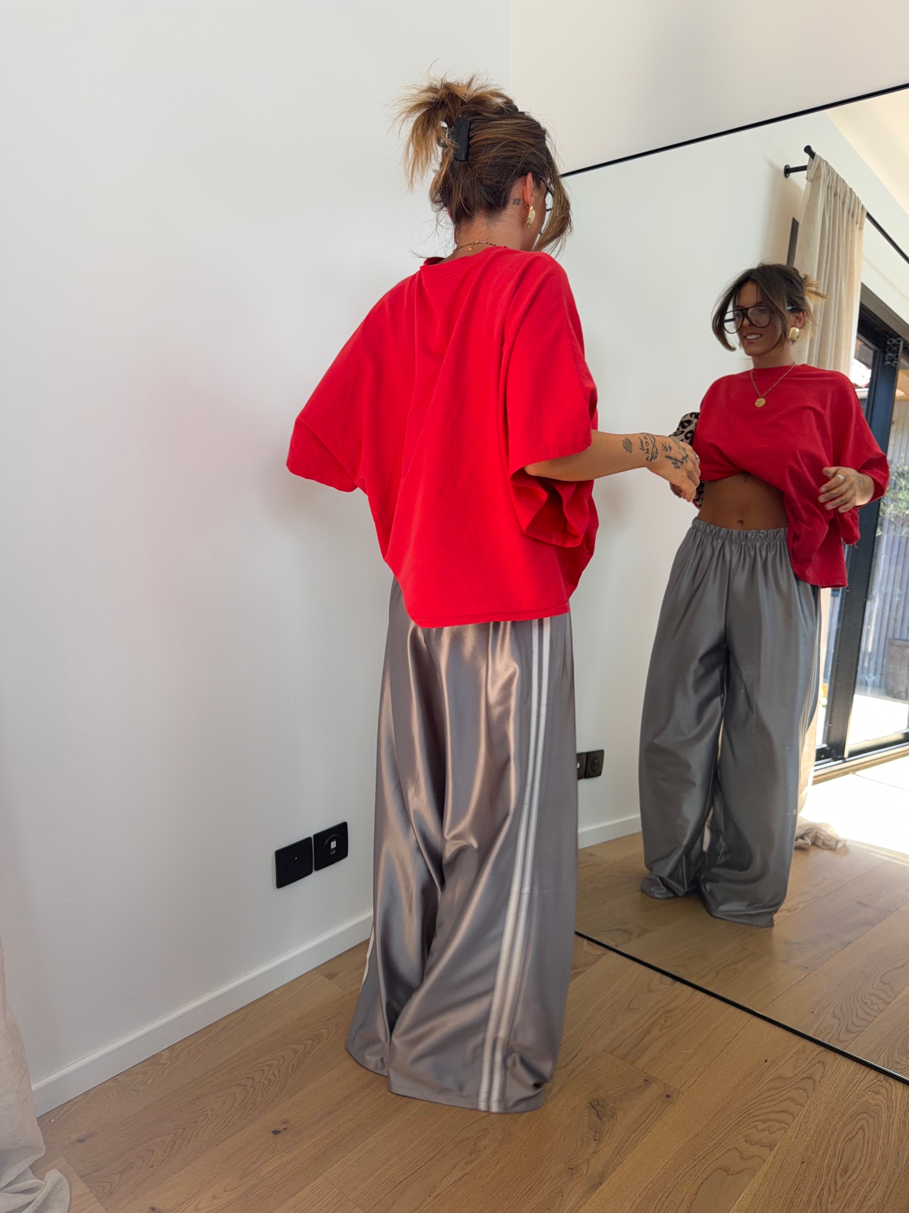 Pantalon à bandes métallisé - argenté