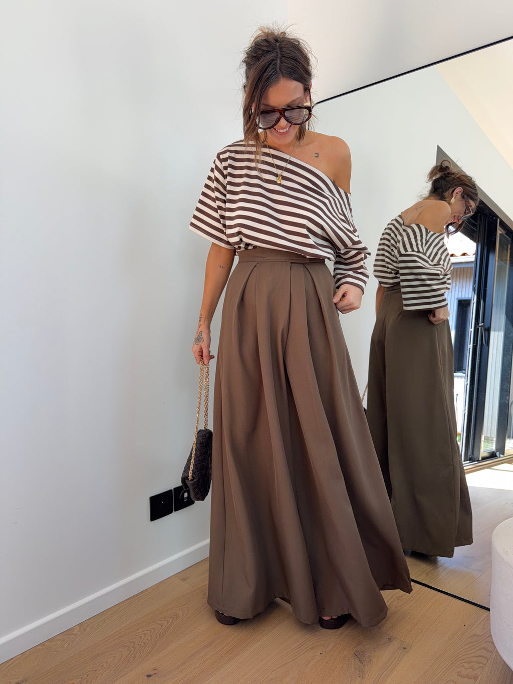 Pantalon à scratch - chocolat