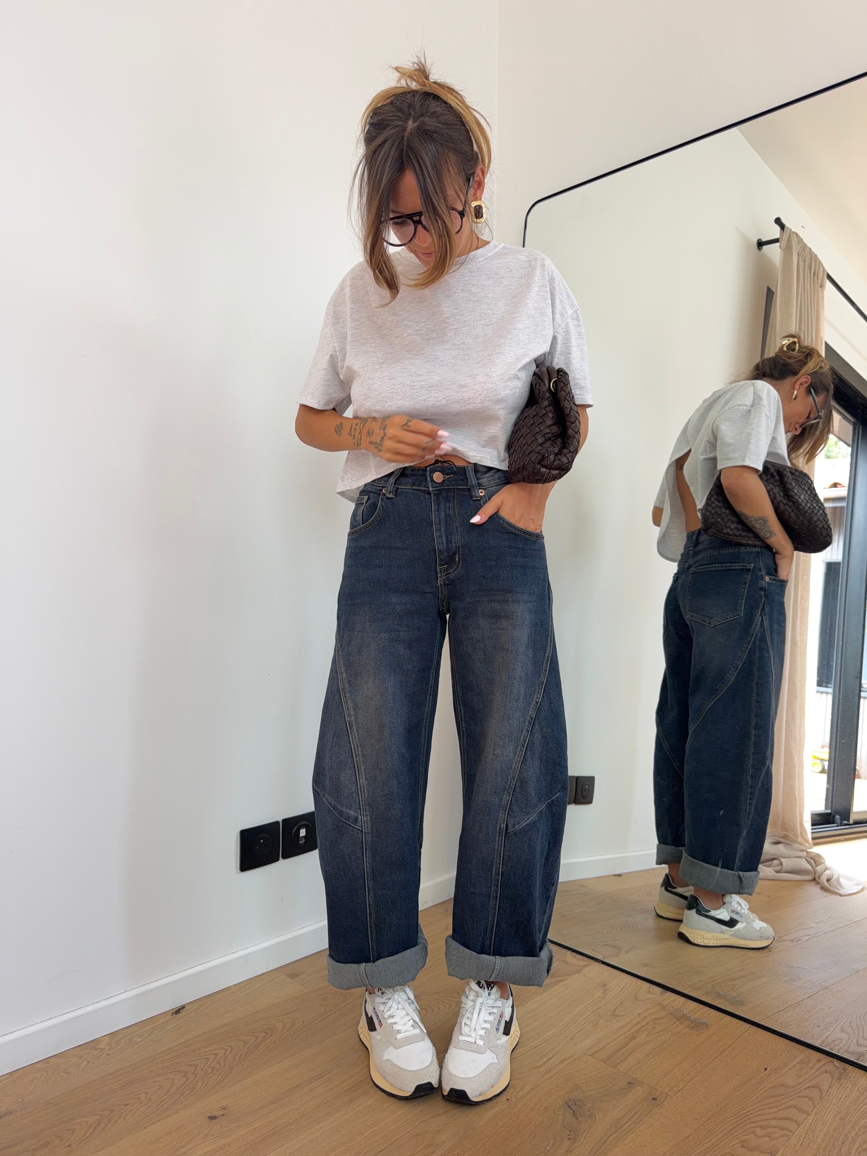 Jeans ballon - bleu brut