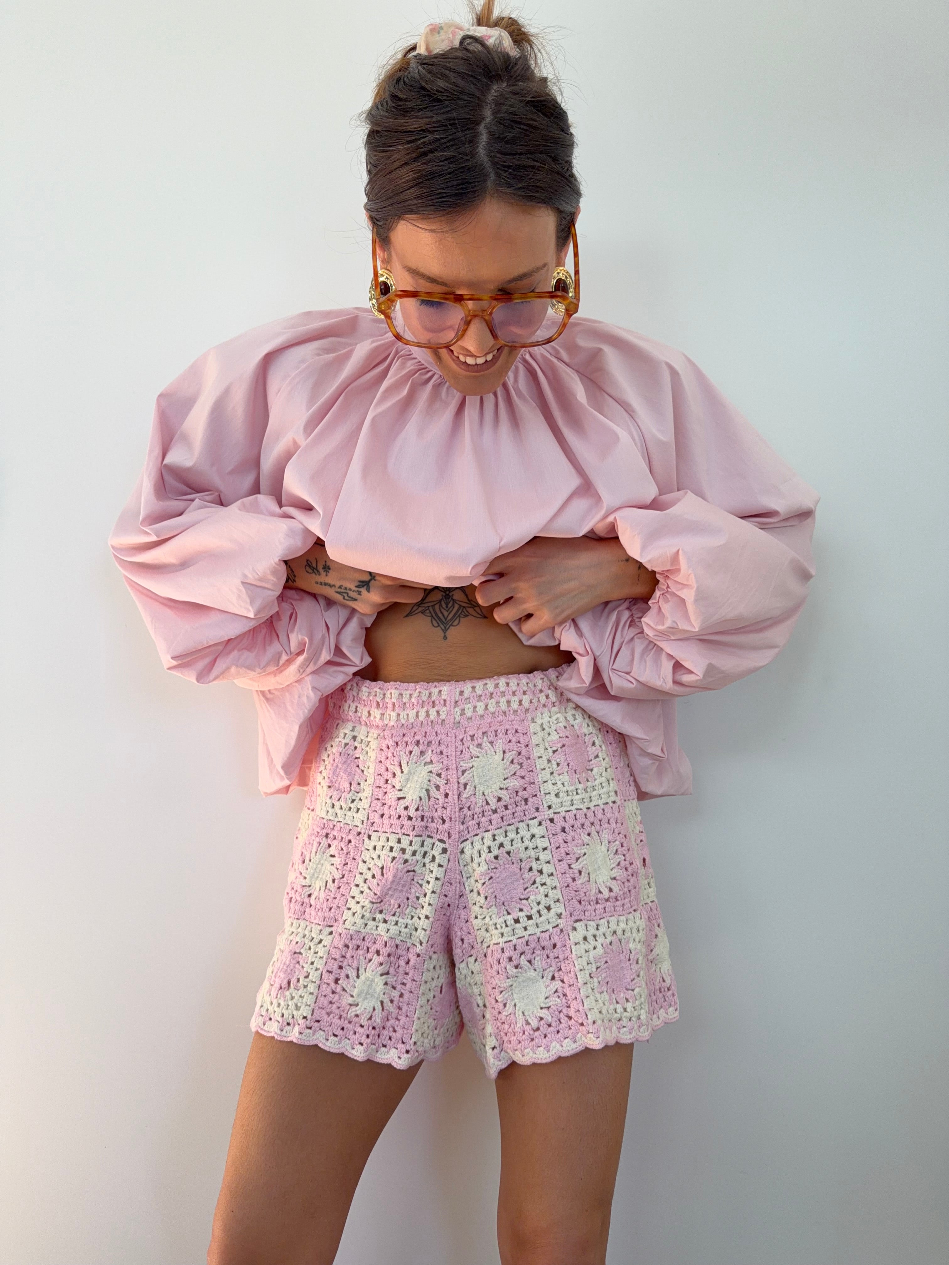 Short en crochet - rose