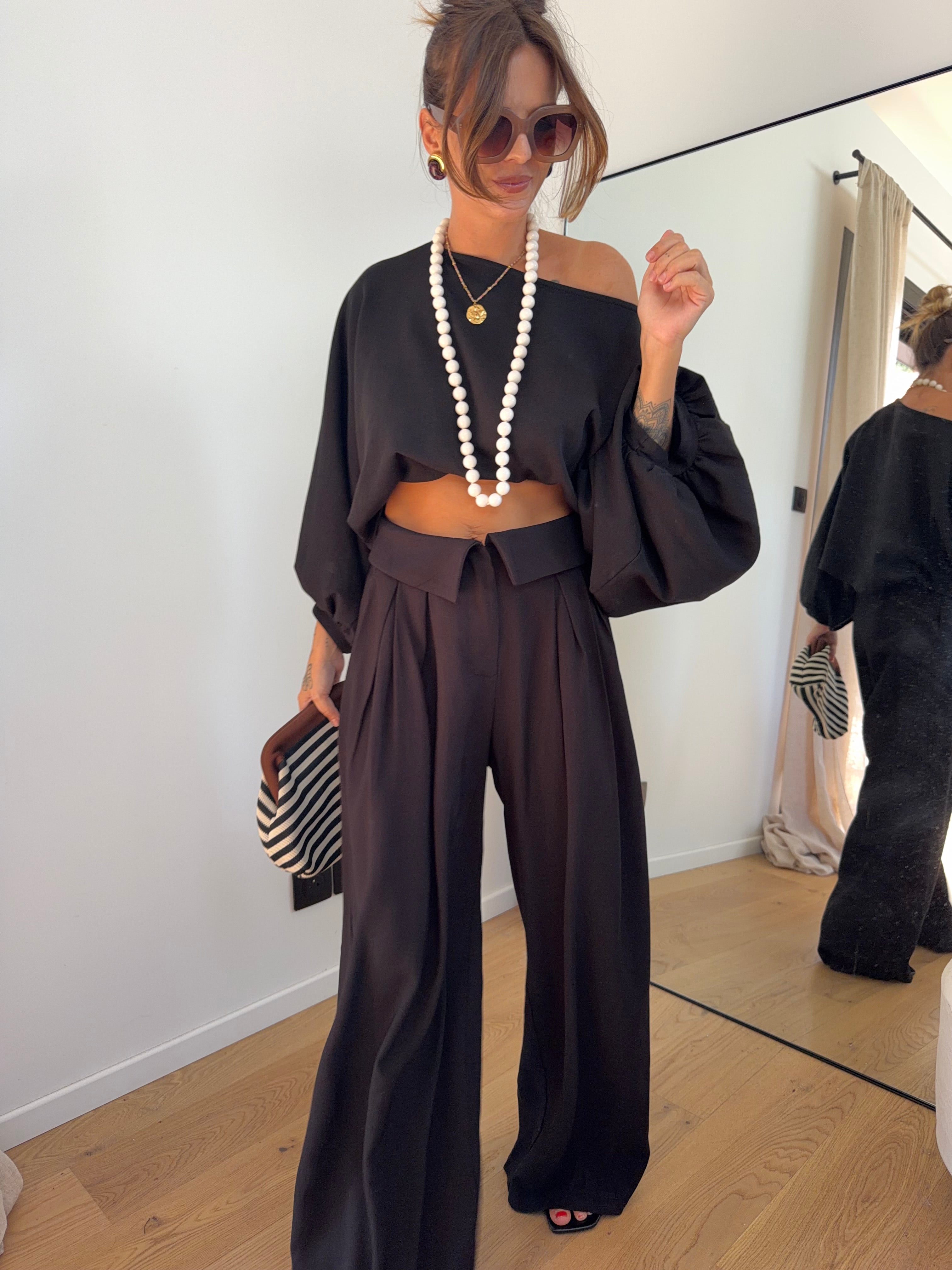 Pantalon à revers - noir