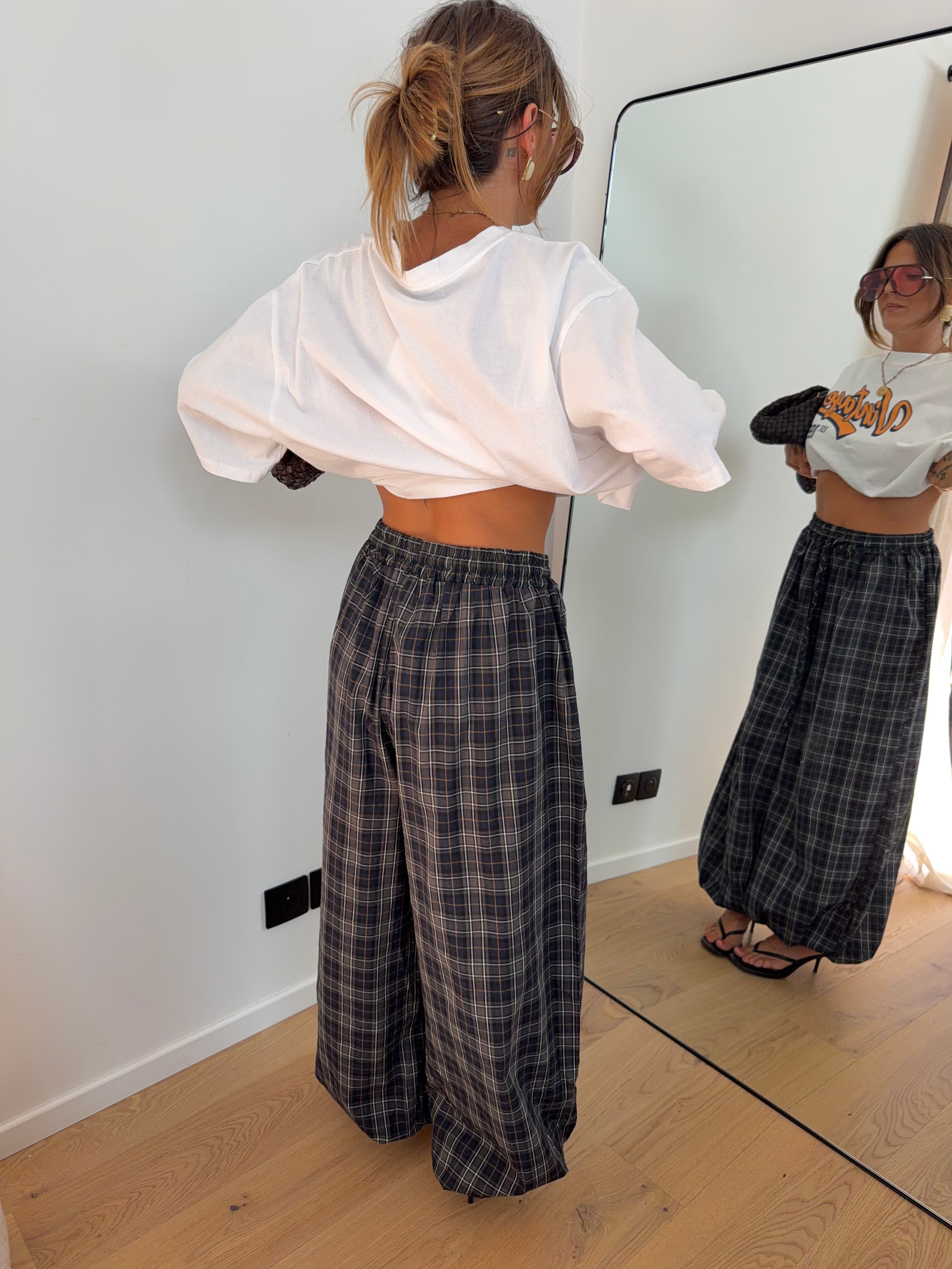 Pantalon à carreaux - kaki