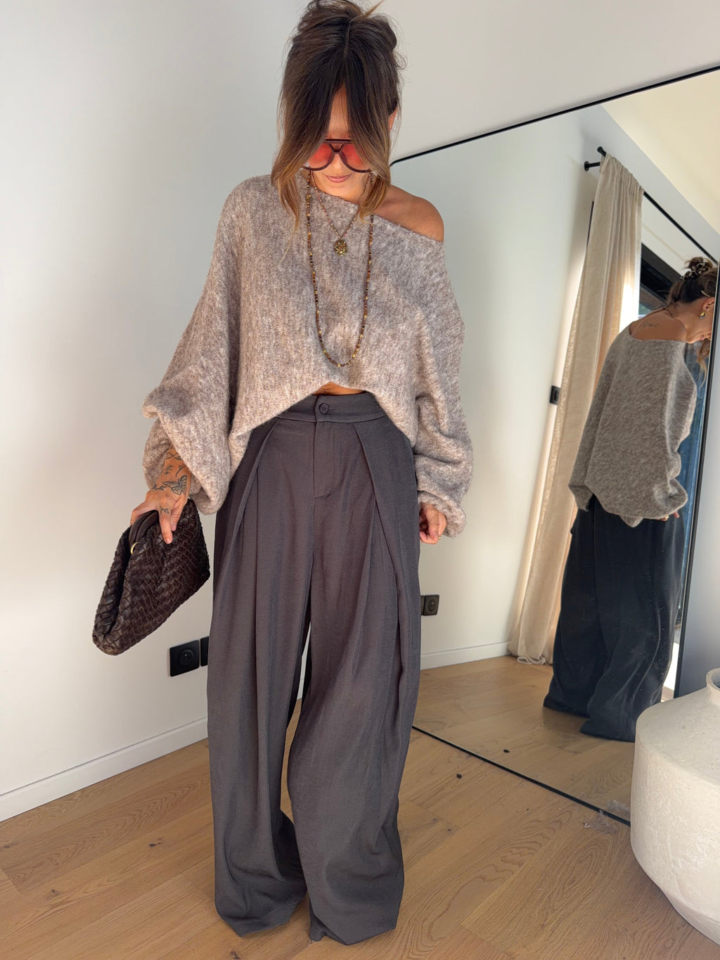 Pantalon droit - gris