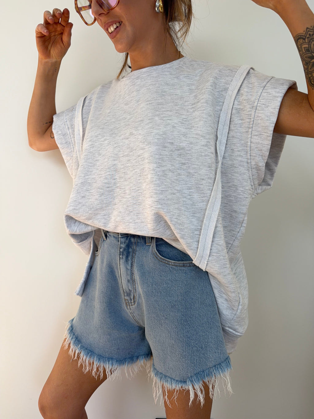 Sweat sans manche - gris chiné