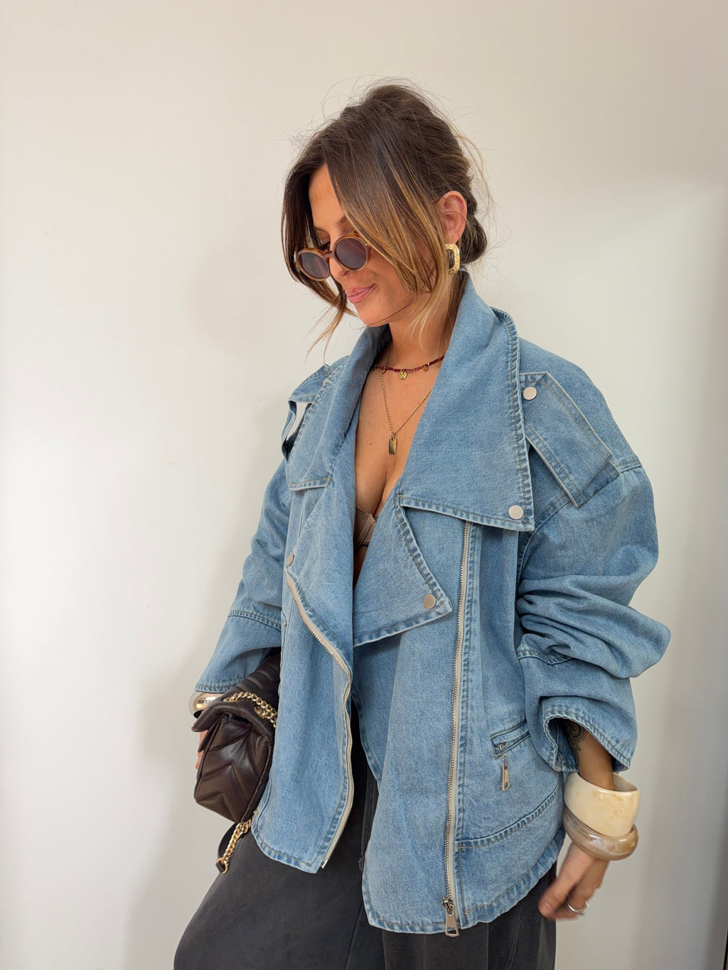 Veste en jean oversize - bleu clair