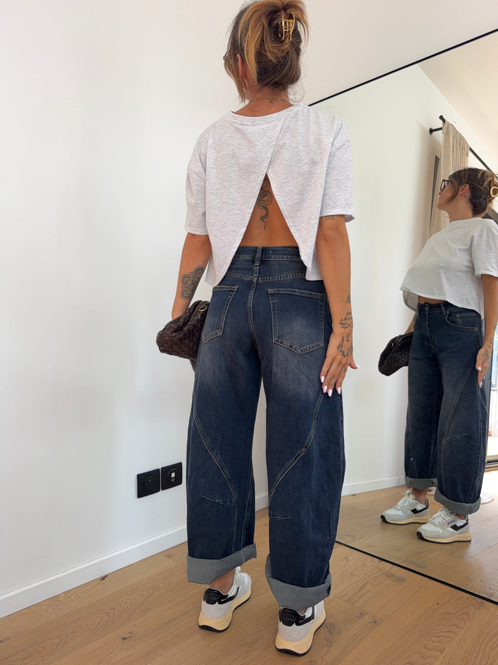 Jeans ballon - bleu brut