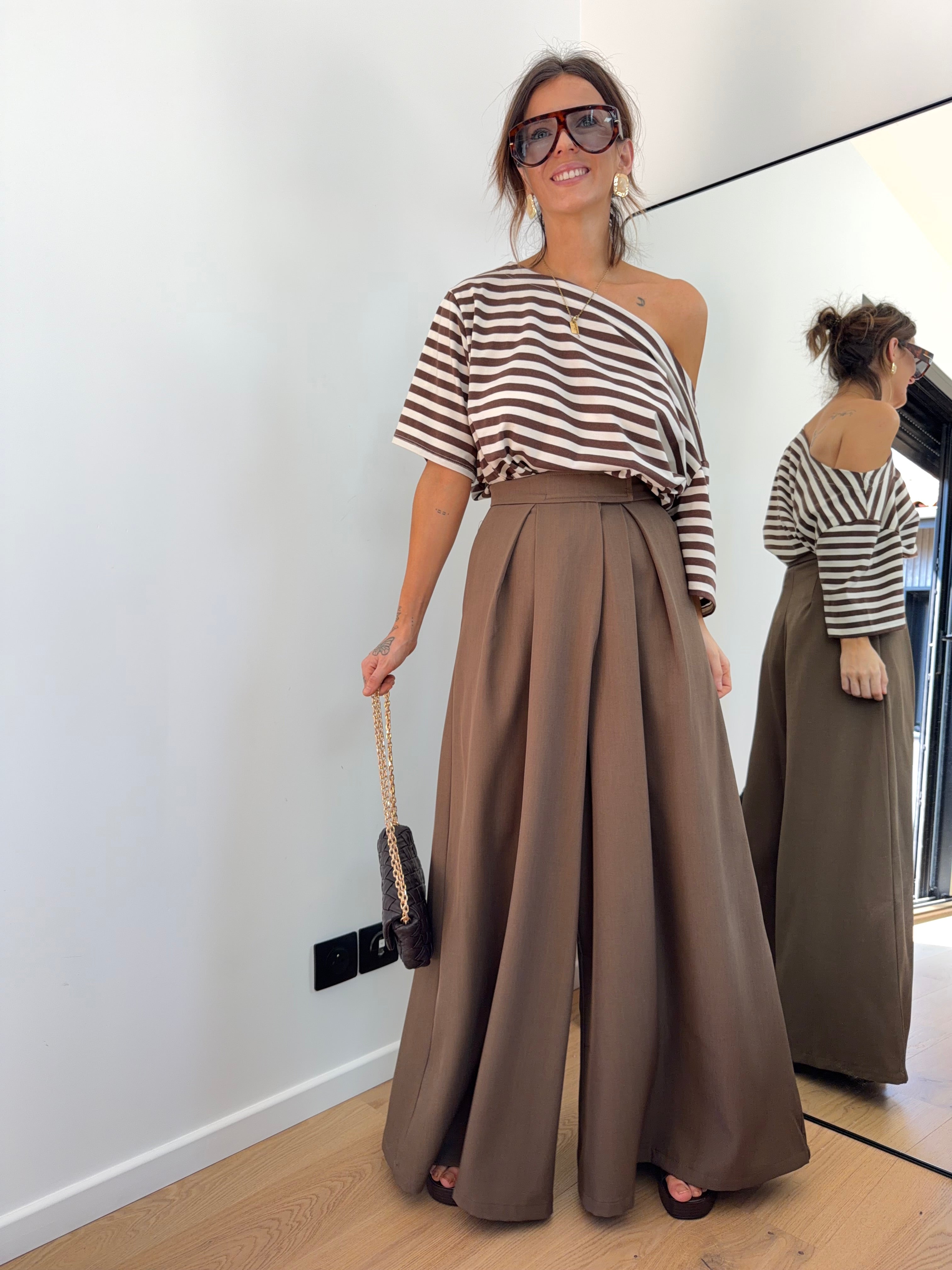 Pantalon à scratch - chocolat