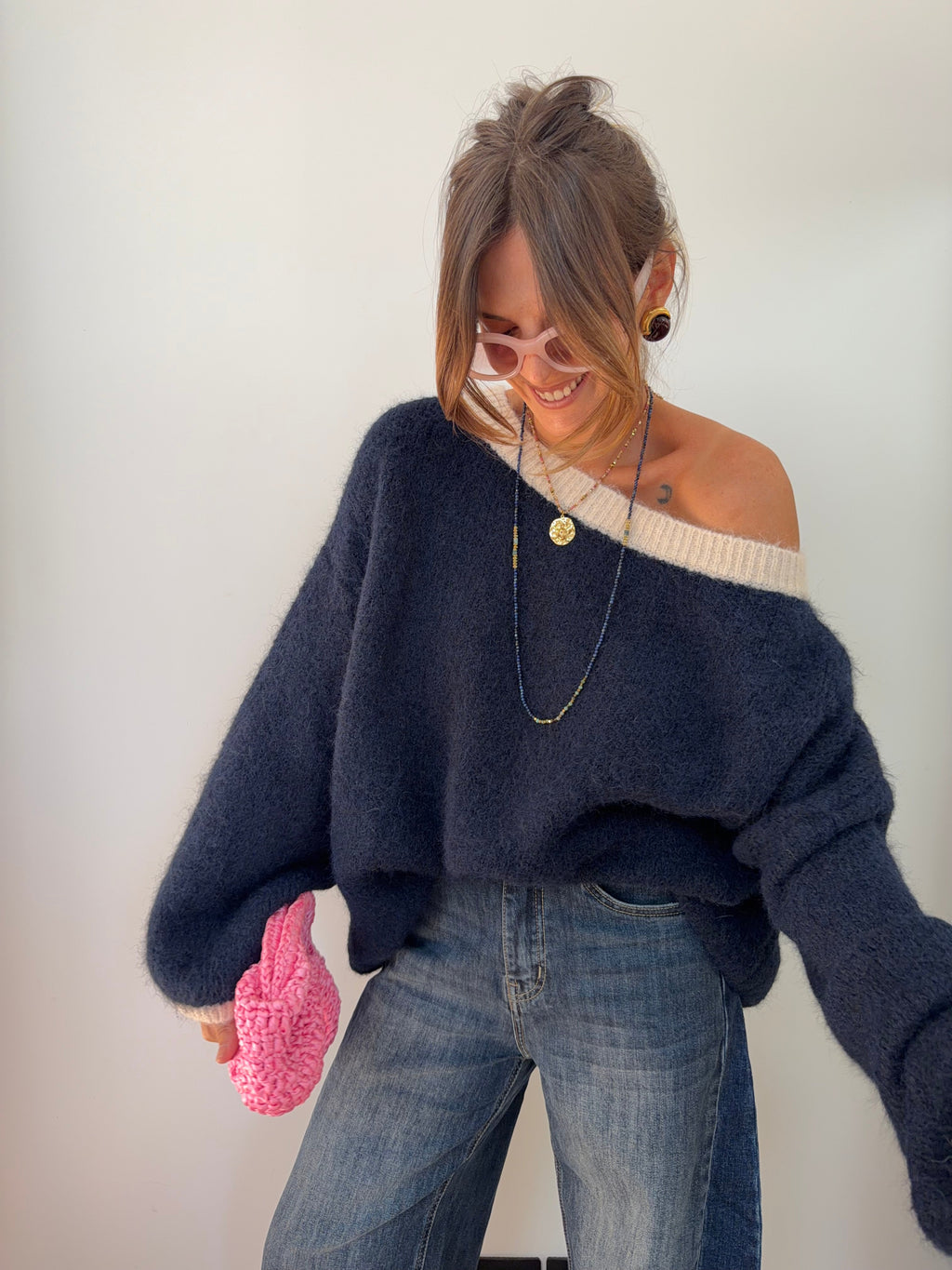 Pull Bali - bleu et beige