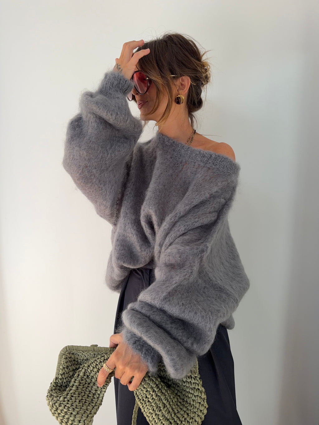 Pull 80% Mohair - gris
