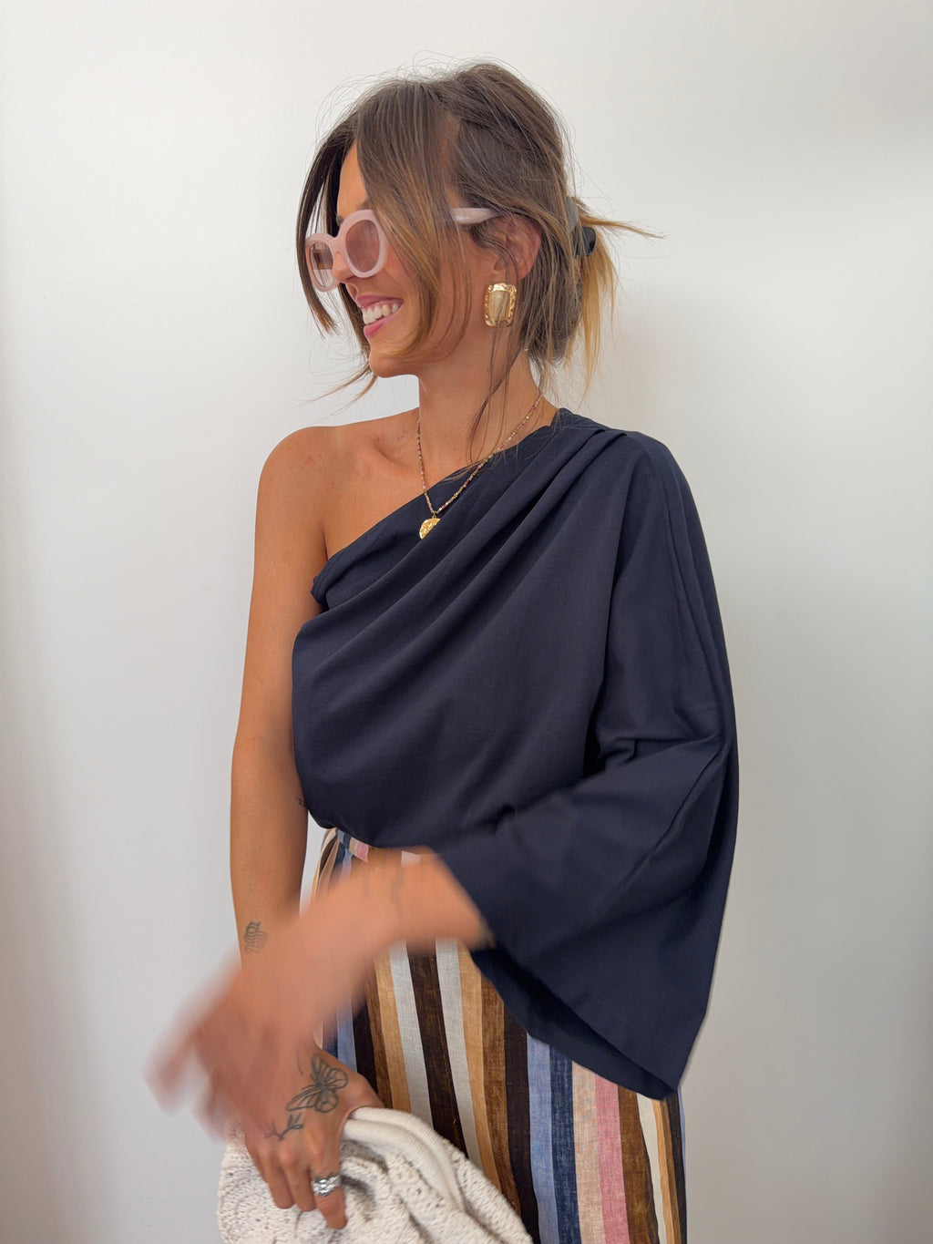 T-shirt asymétrique - bleu marine