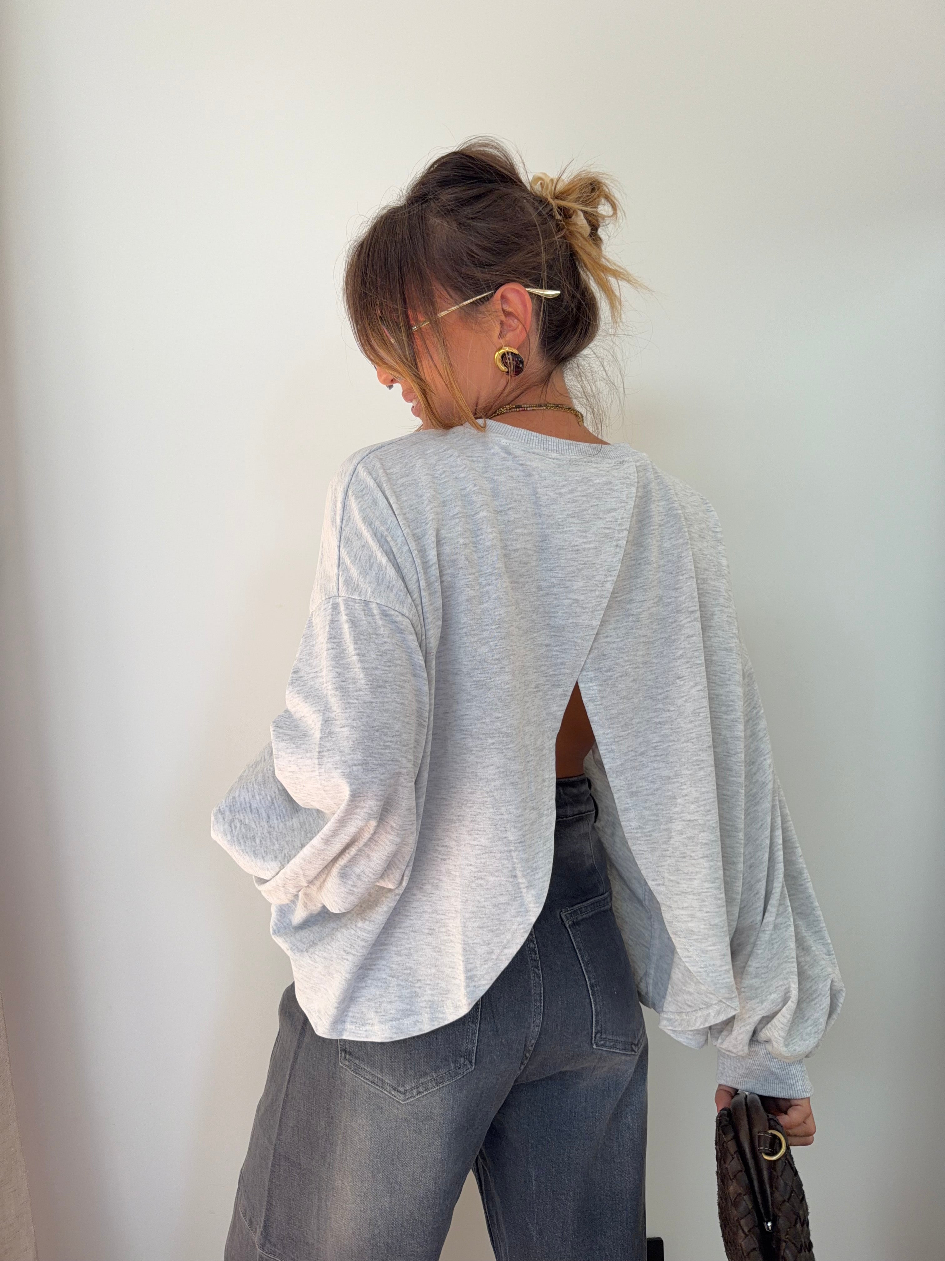 T-shirt long Mia - gris chiné