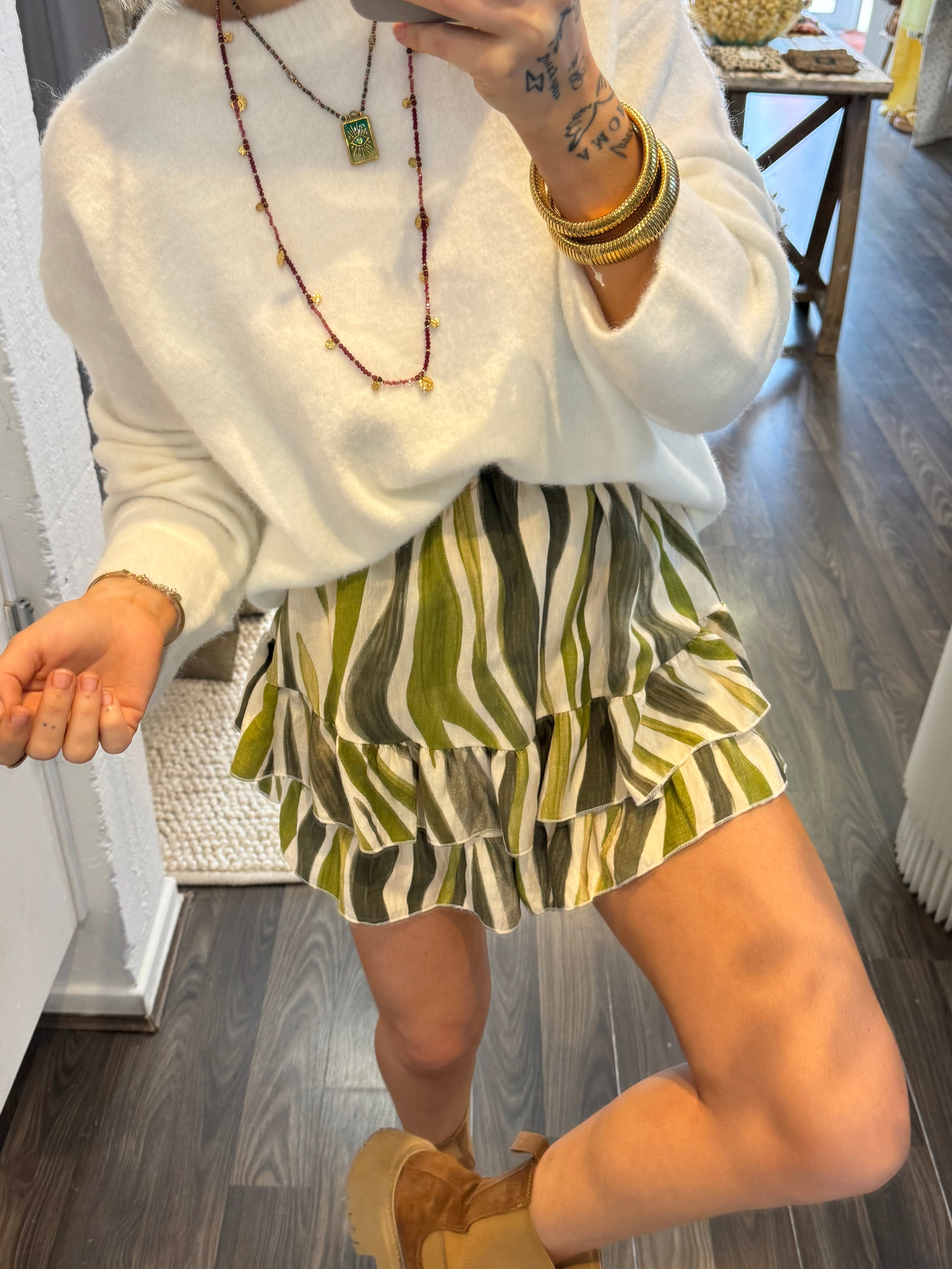 Jupe short - zébré verte