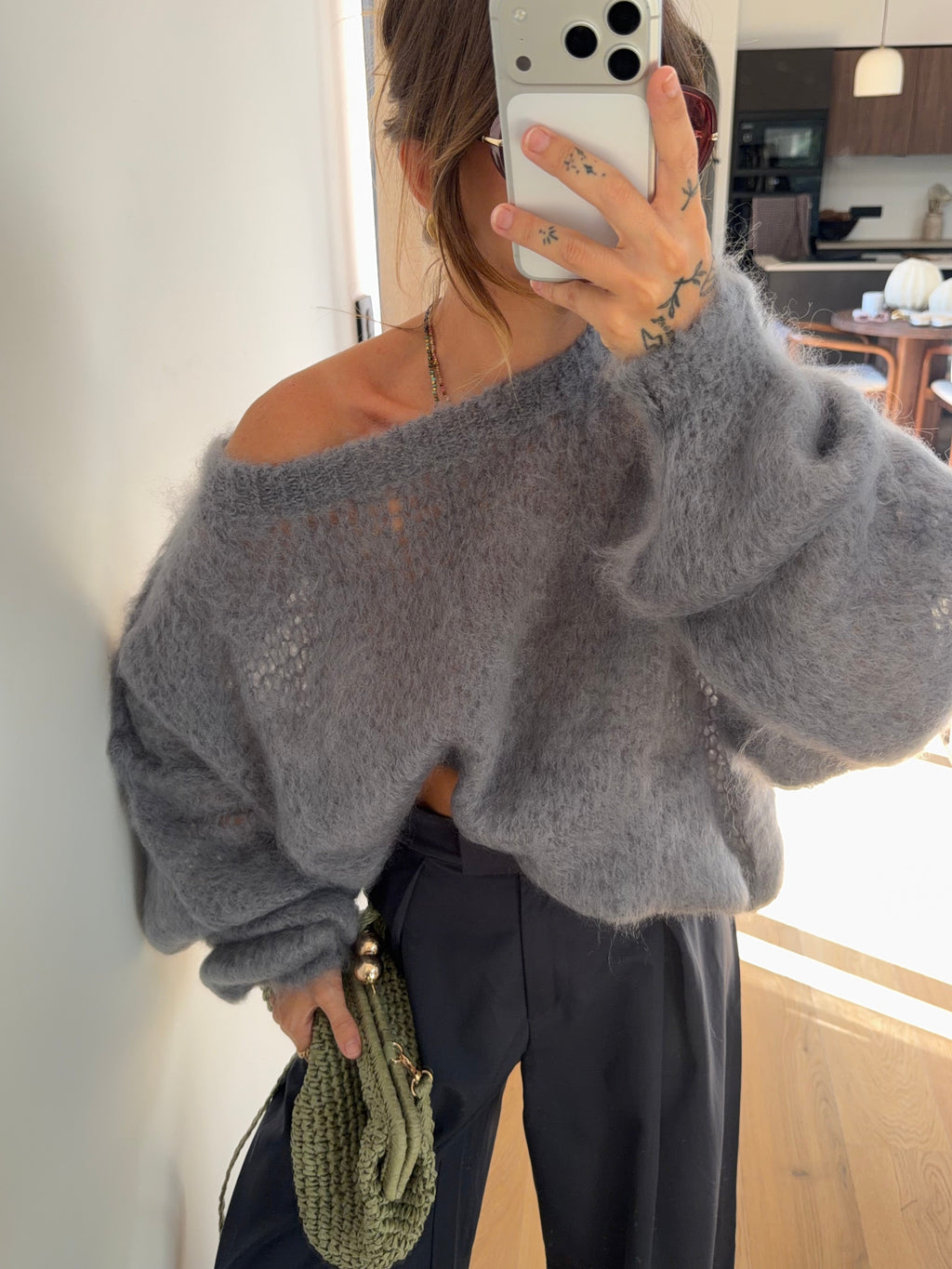 Pull 80% Mohair - gris