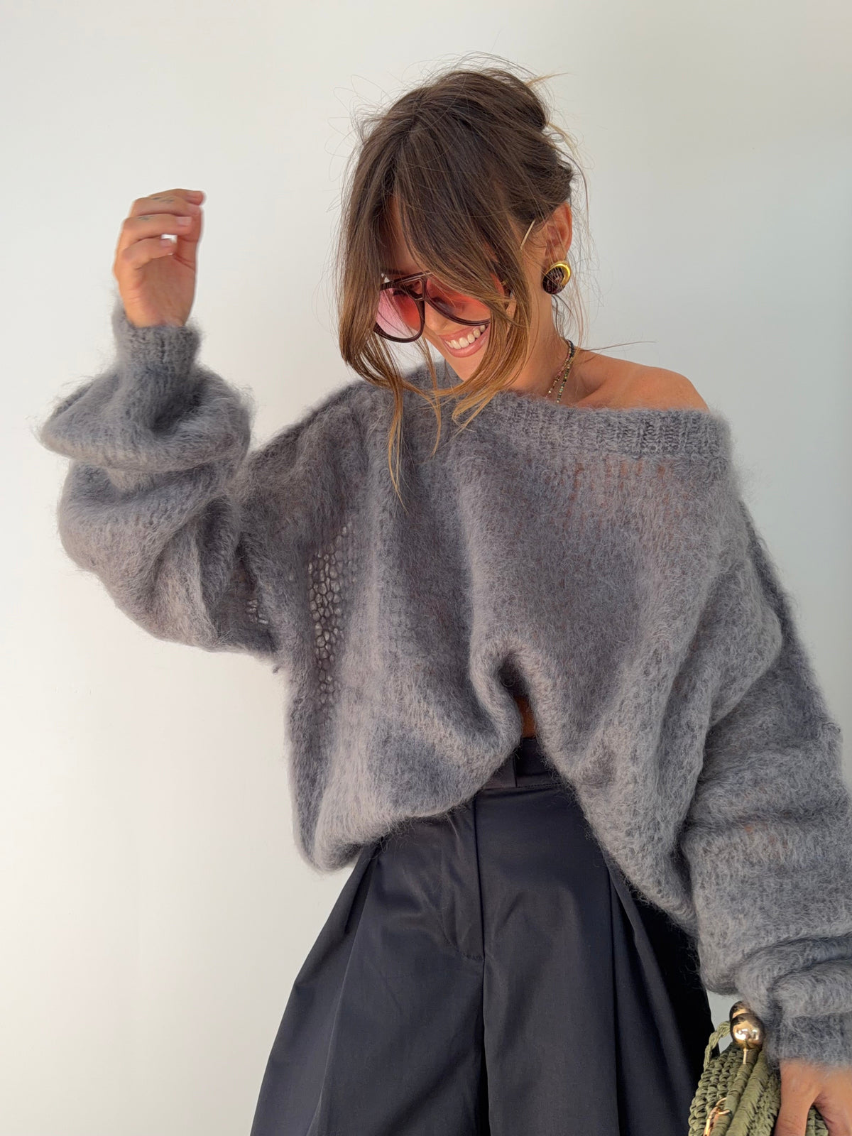 Pull 80% Mohair - gris