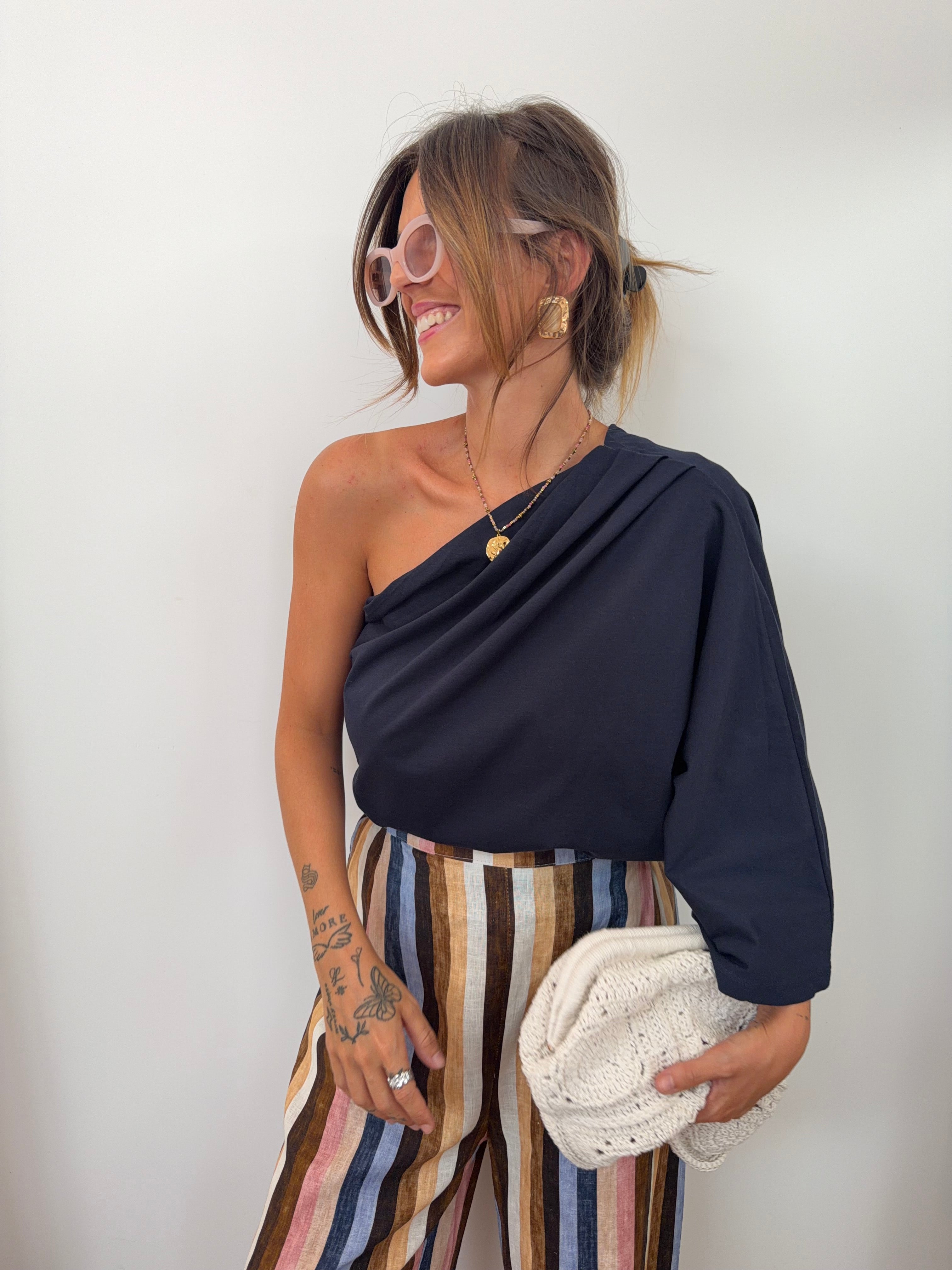 T-shirt asymétrique - bleu marine