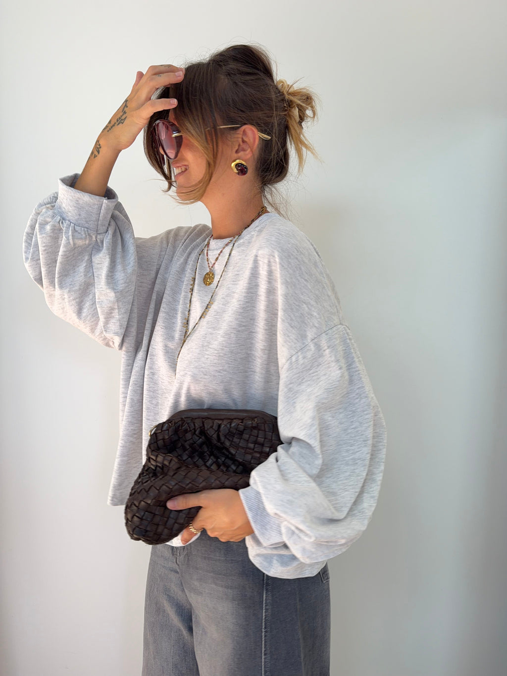 T-shirt long Mia - gris chiné