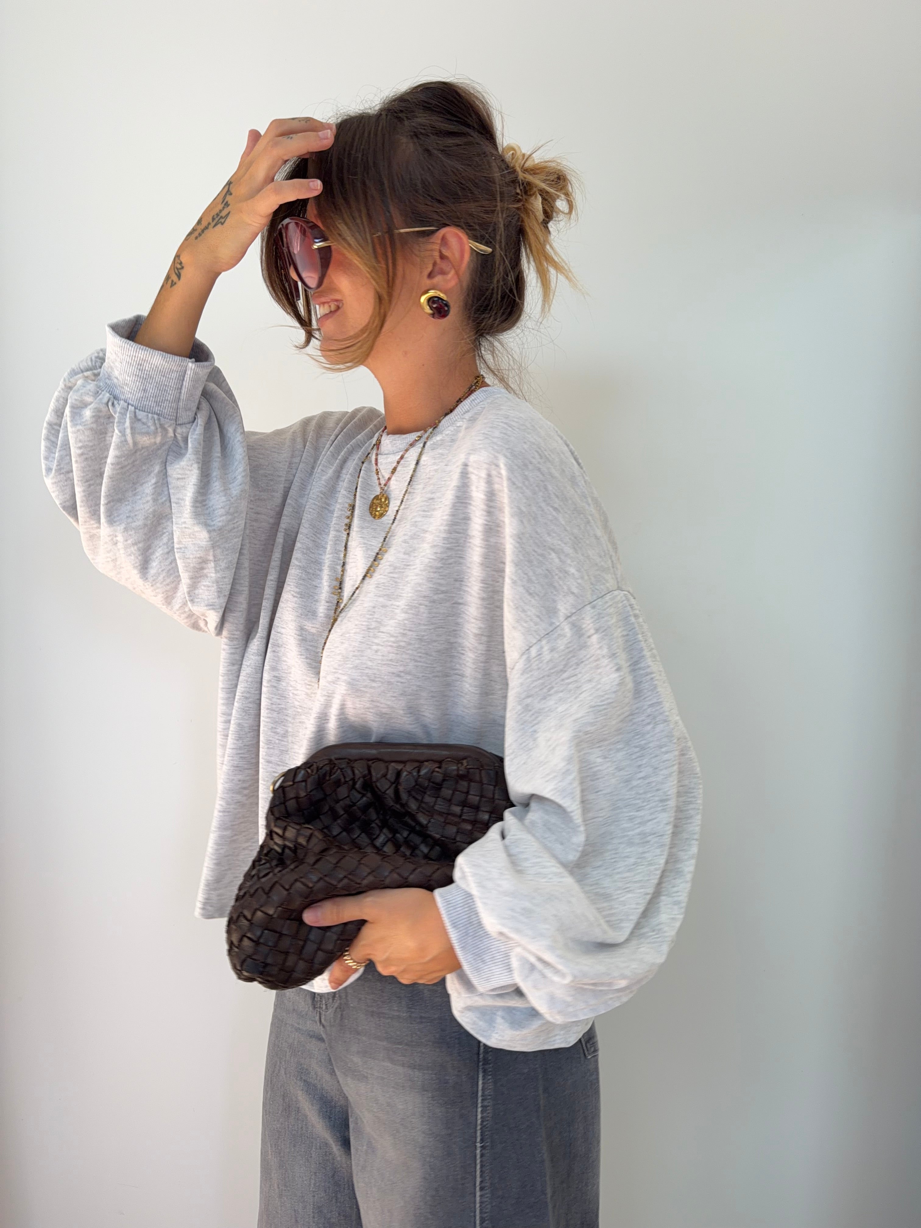 T-shirt long Mia - gris chiné