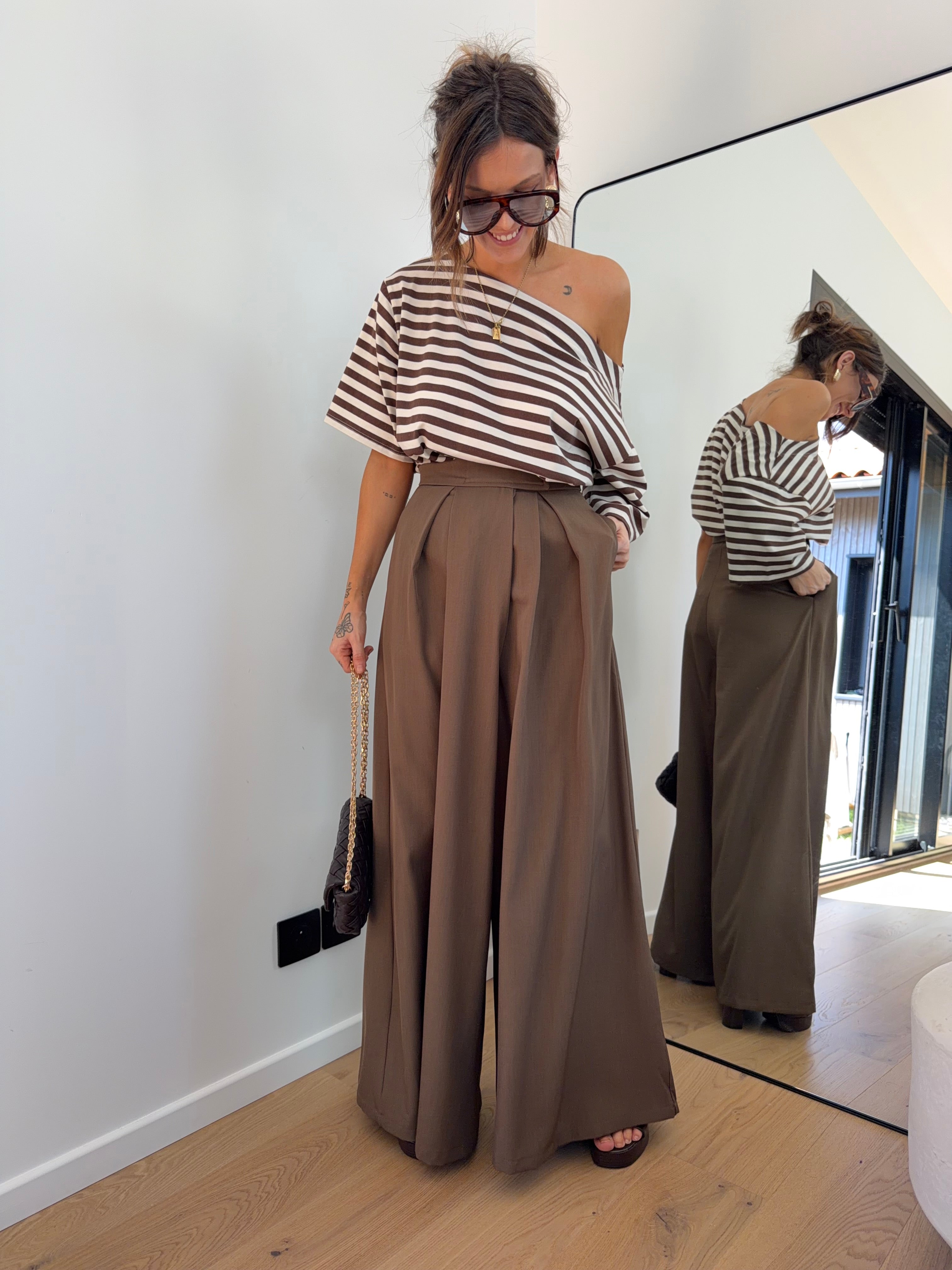 Pantalon à scratch - chocolat
