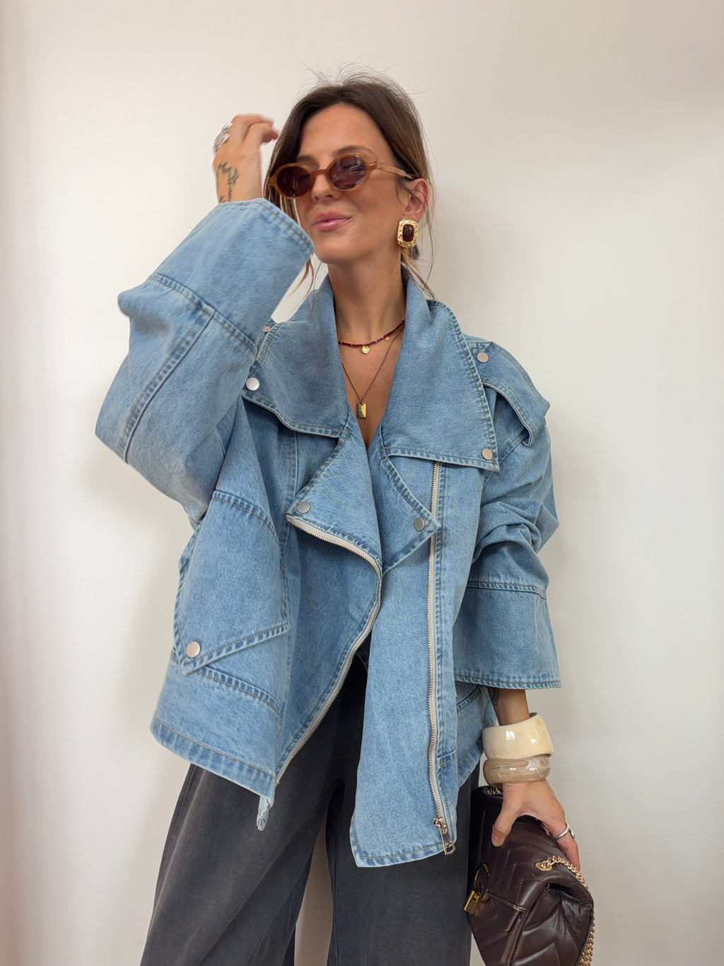 Veste en jean oversize - bleu clair
