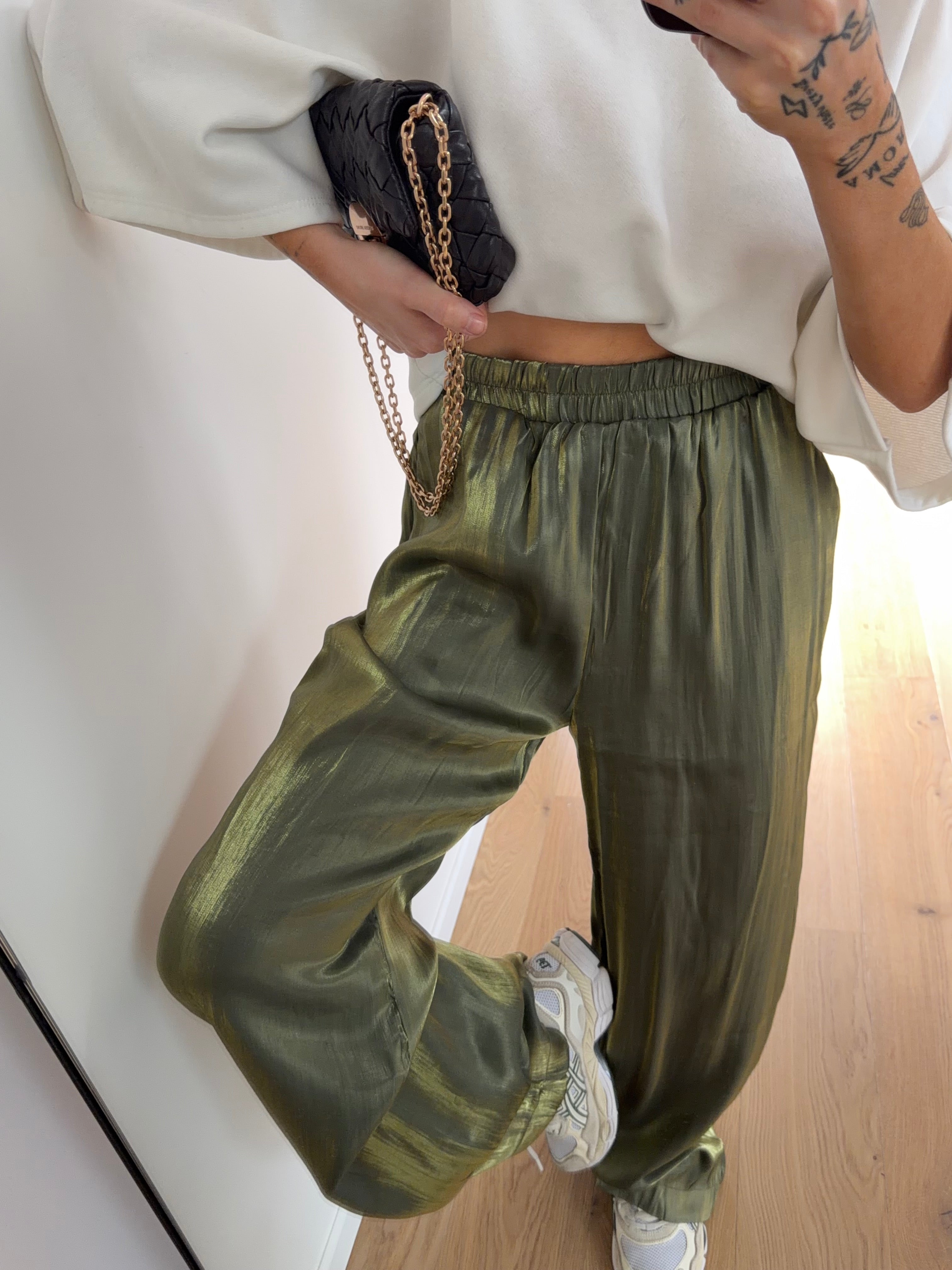 Pantalon satiné - kaki