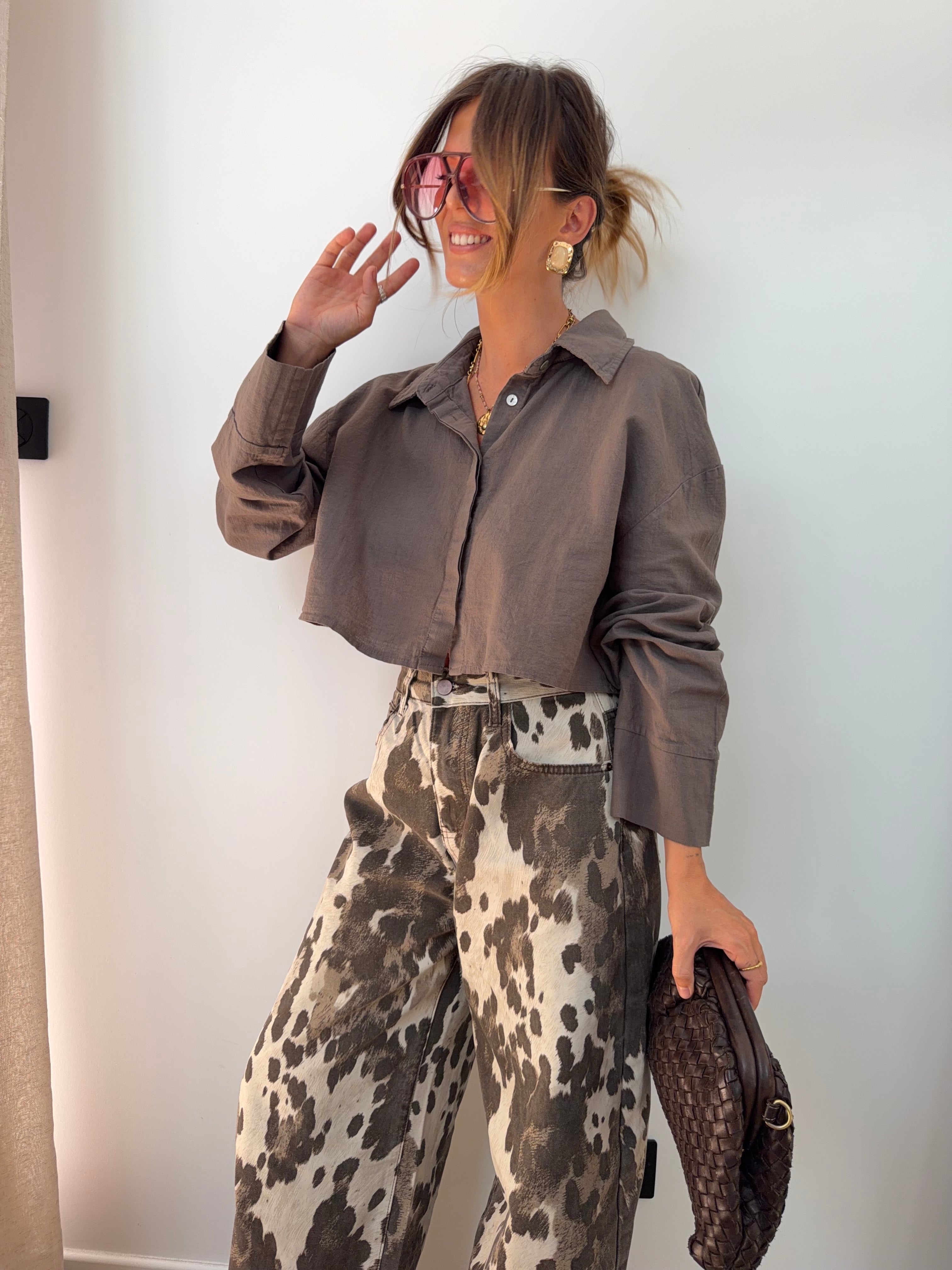 Chemise lin courte Lover's - taupe