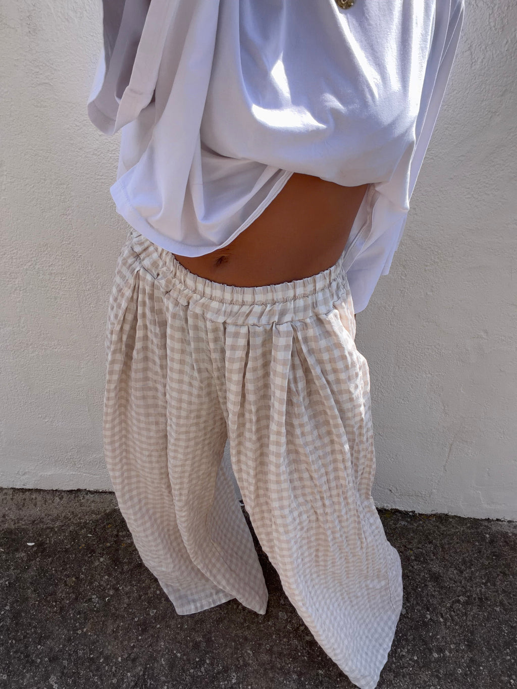 Pantalon à carreaux - beige clair