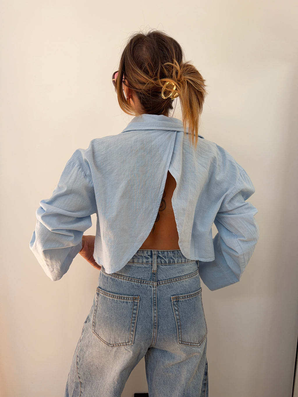 Chemise lin courte Lover's - bleue