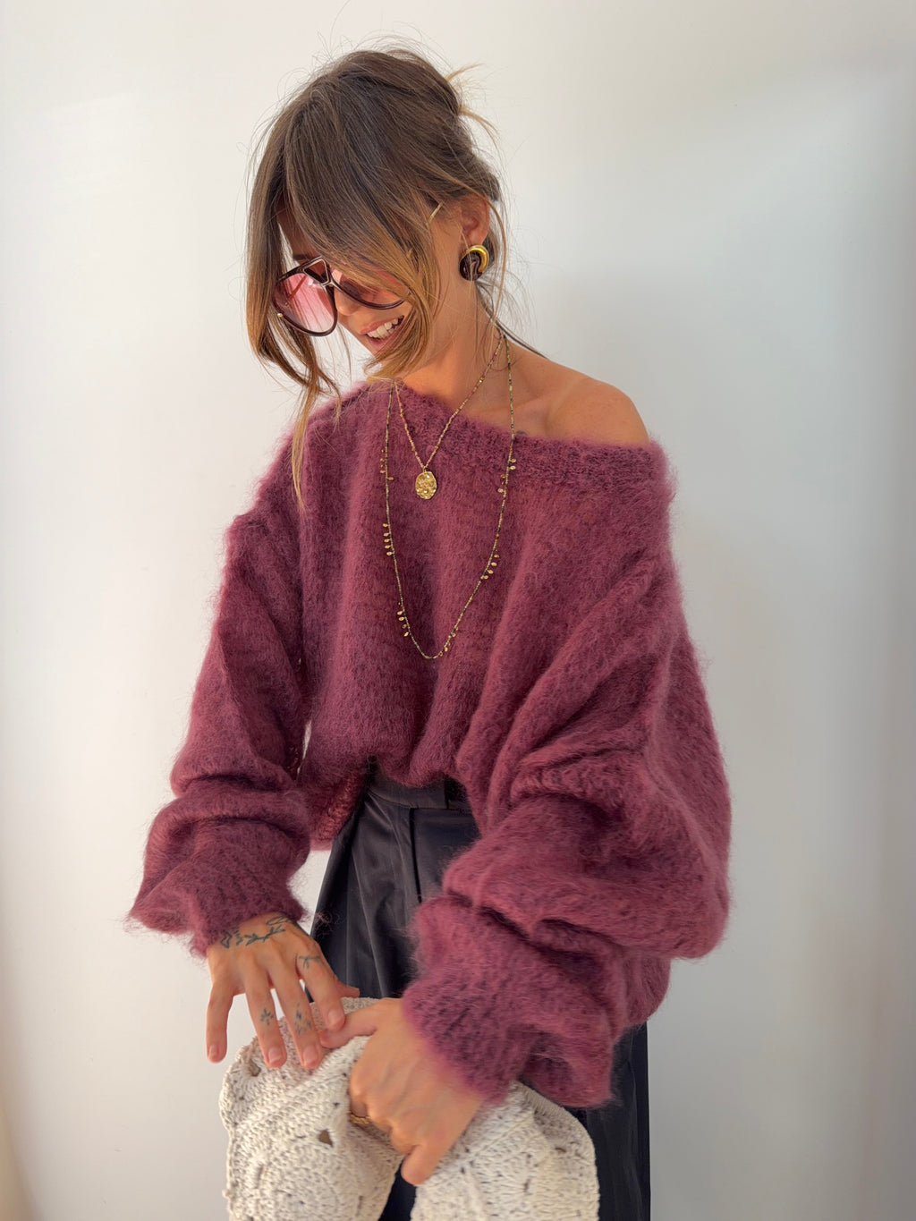 Pull 80% Mohair - vino (pré commande)