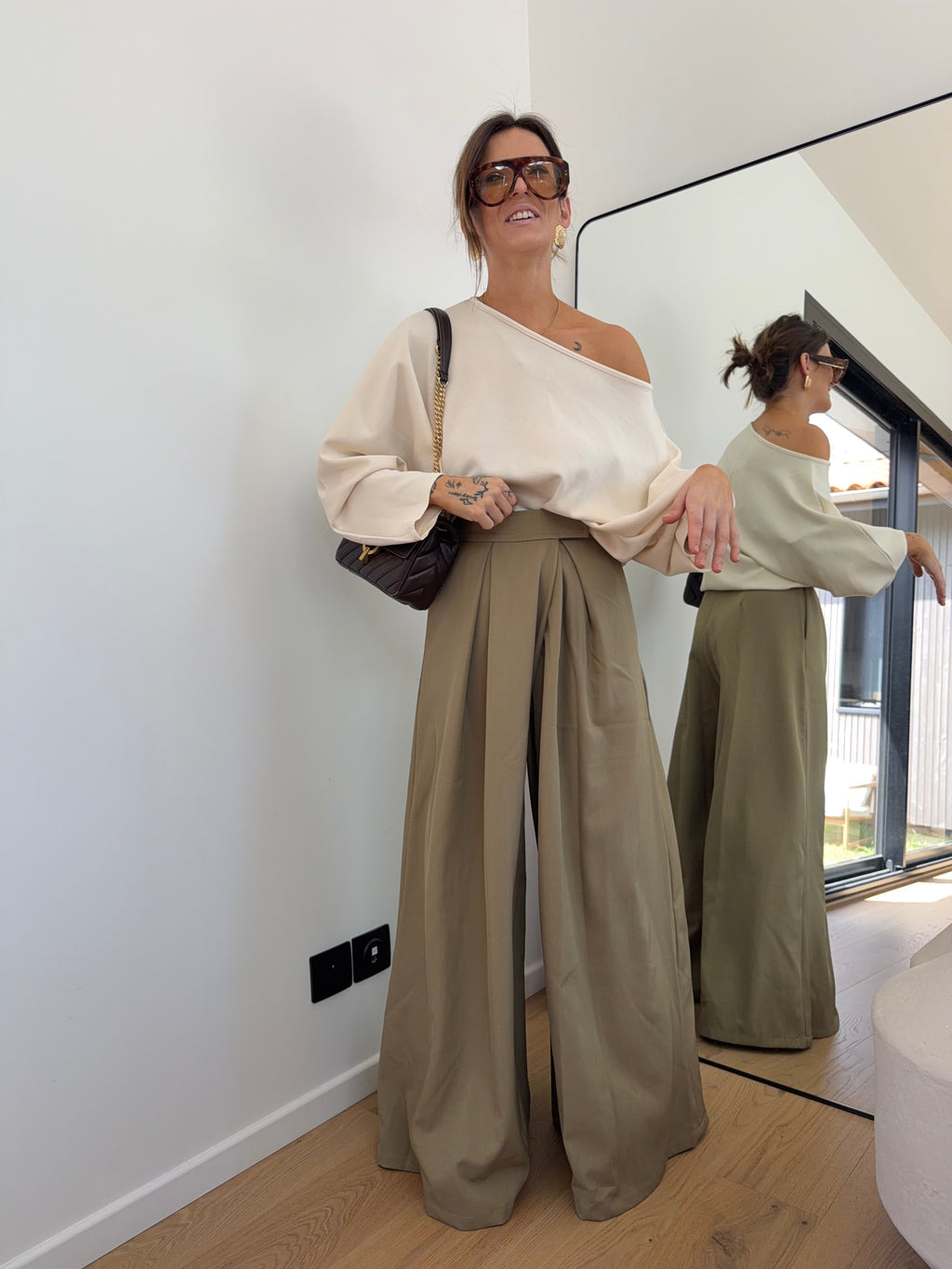 Pantalon à scratch - olive