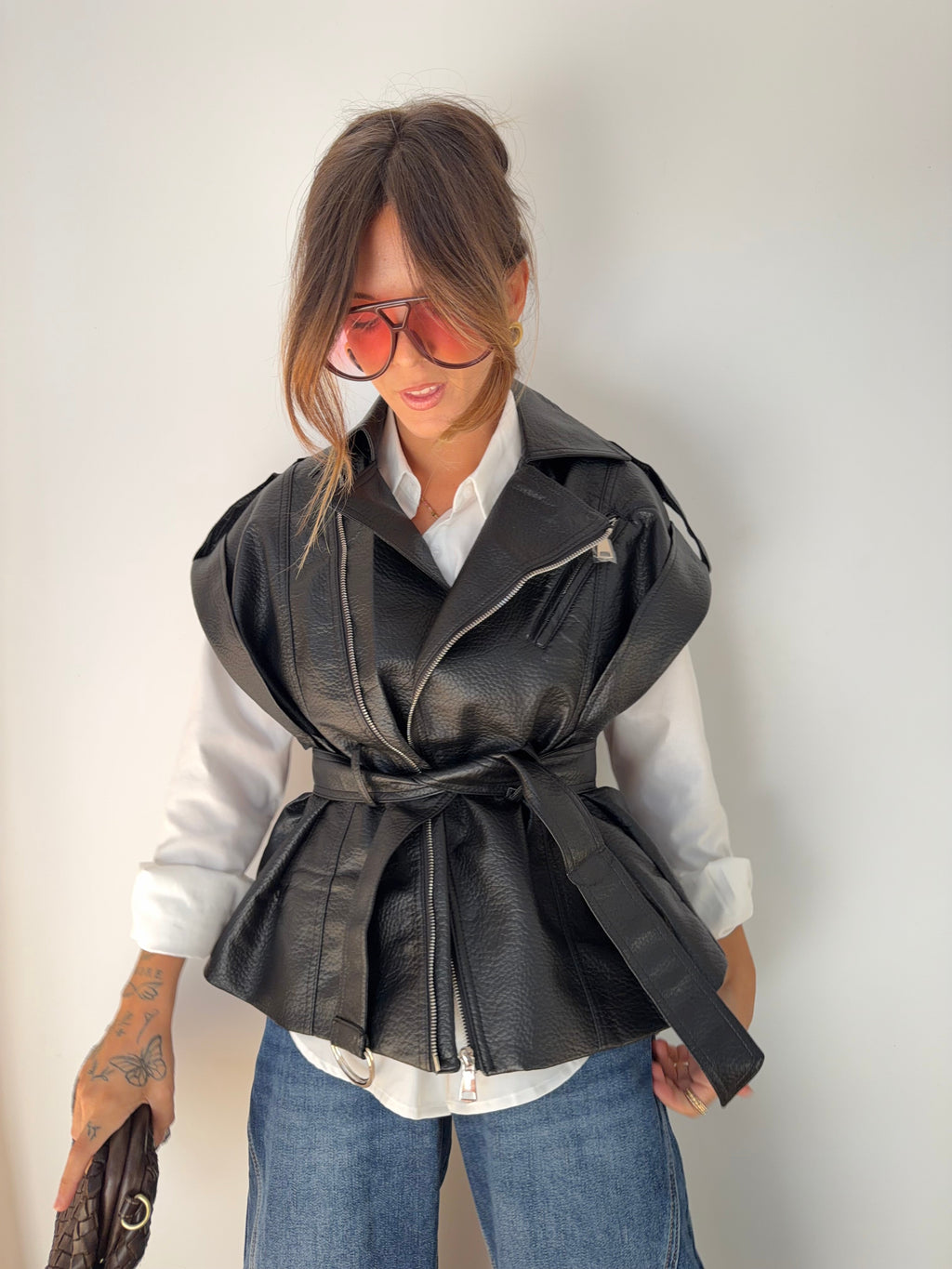 Perfecto en cuir sans manche