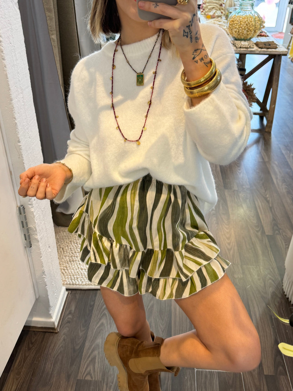Jupe short - zébré verte