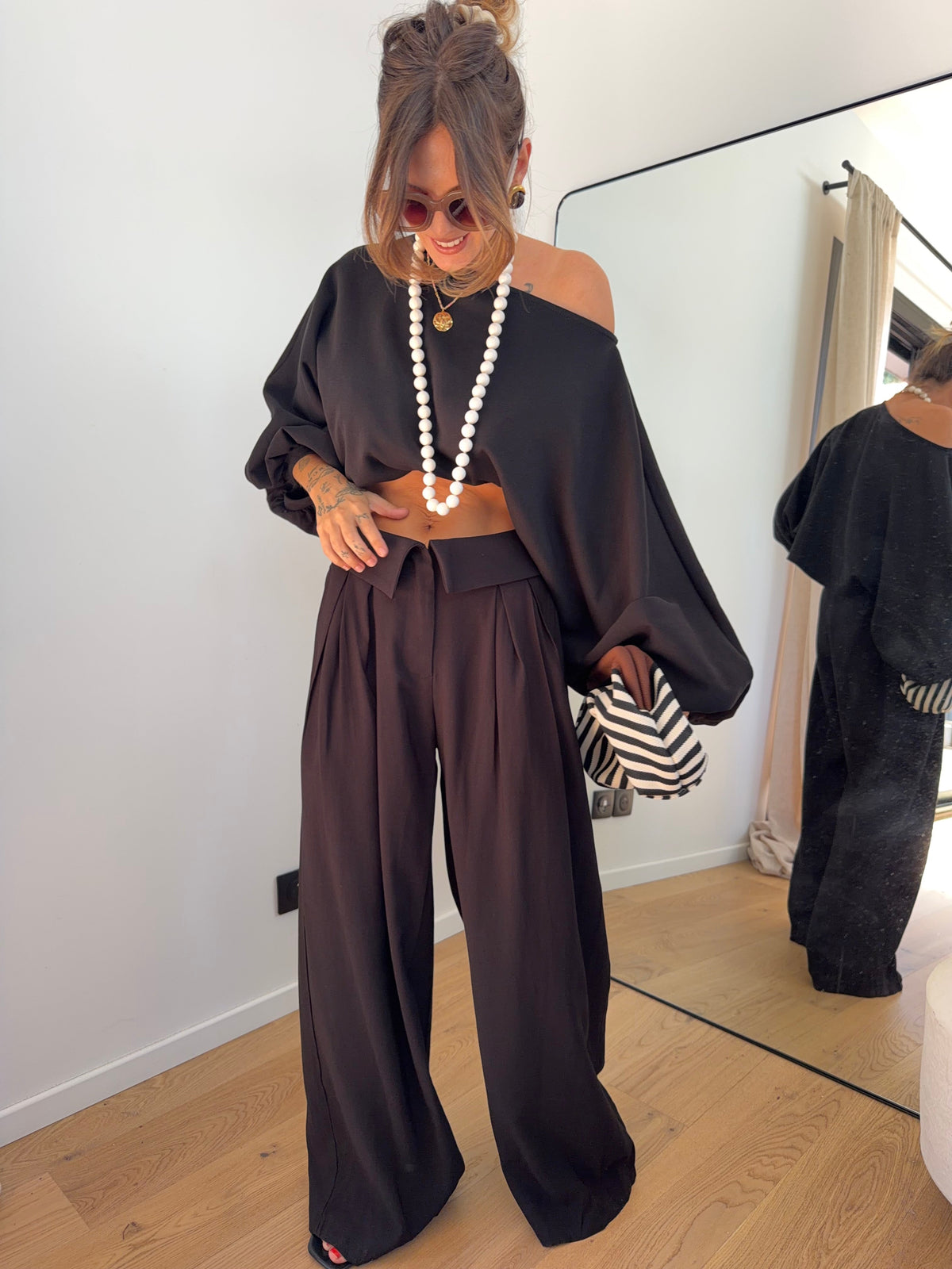 Pantalon à revers - noir