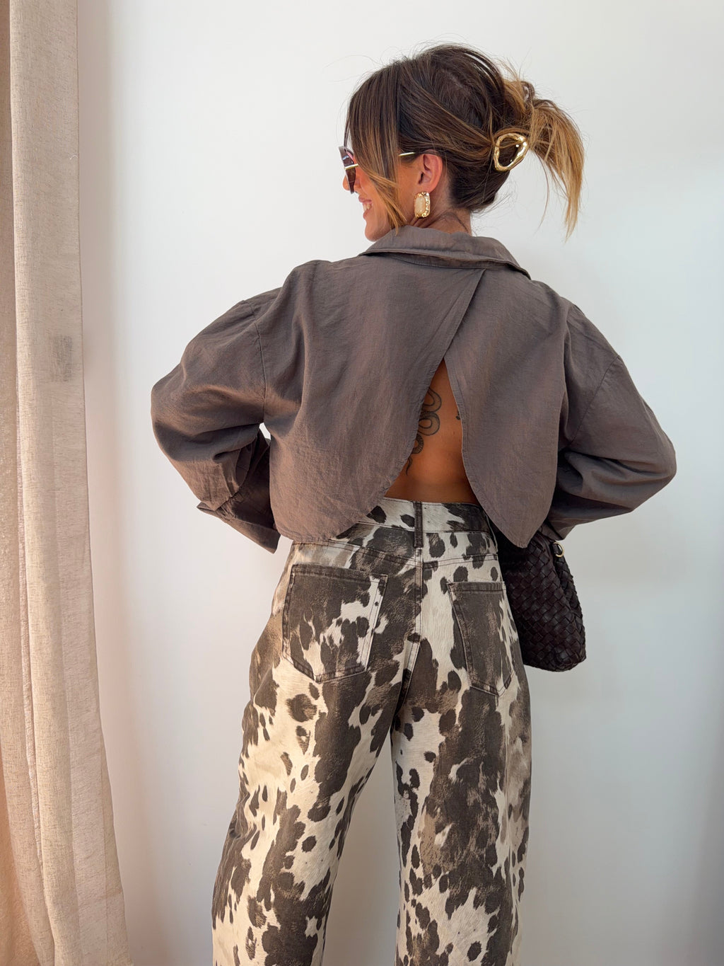Chemise lin courte Lover's - taupe
