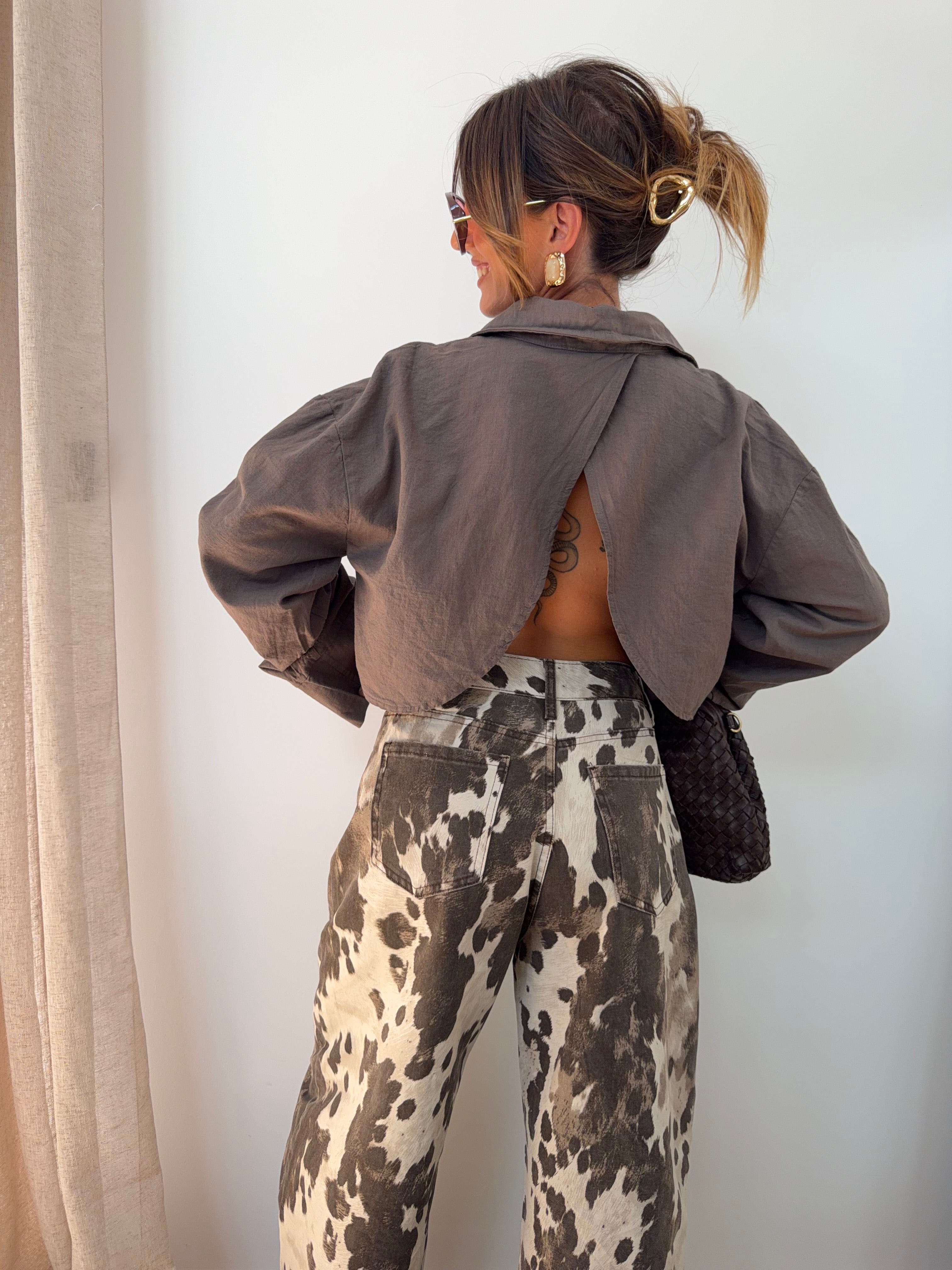 Chemise lin courte Lover's - taupe