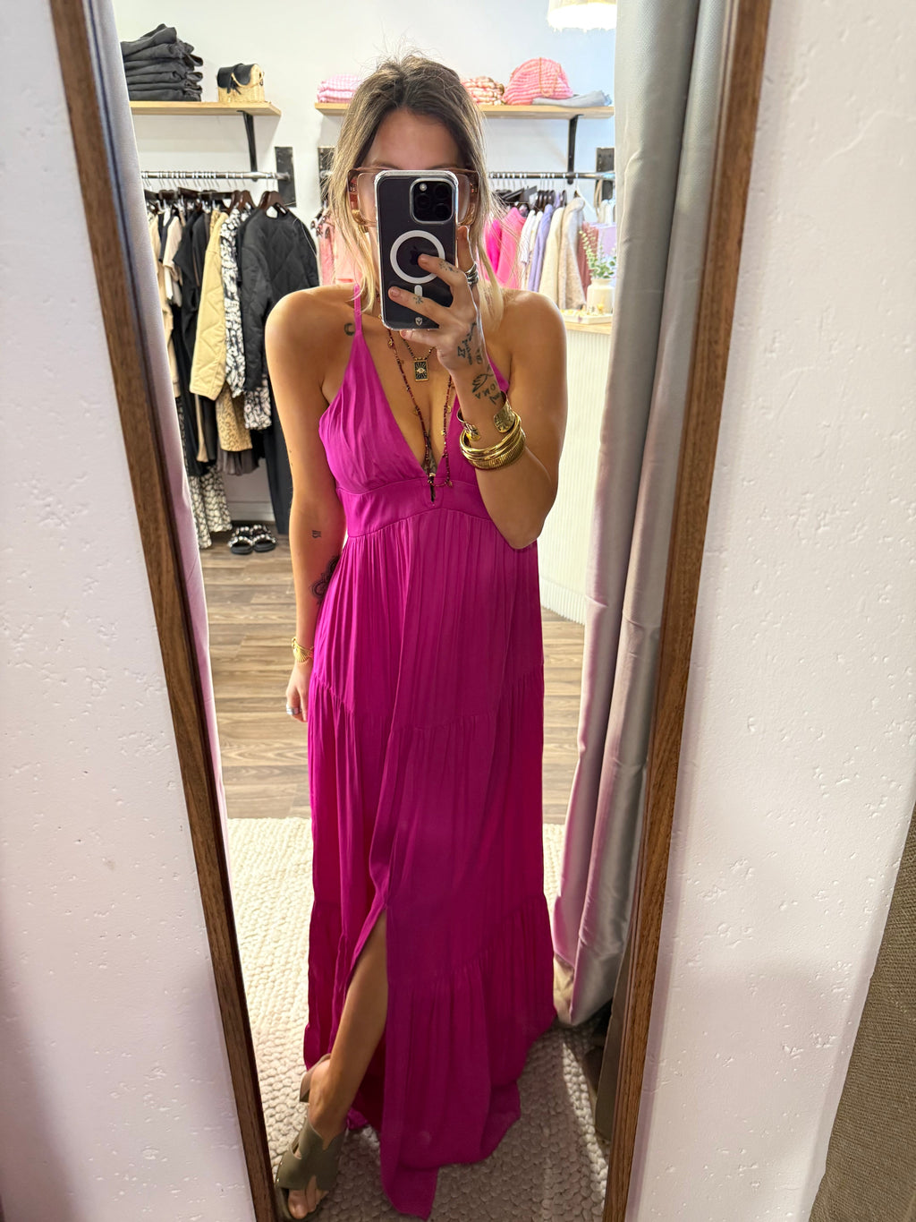 Robe dos nu - fuchsia