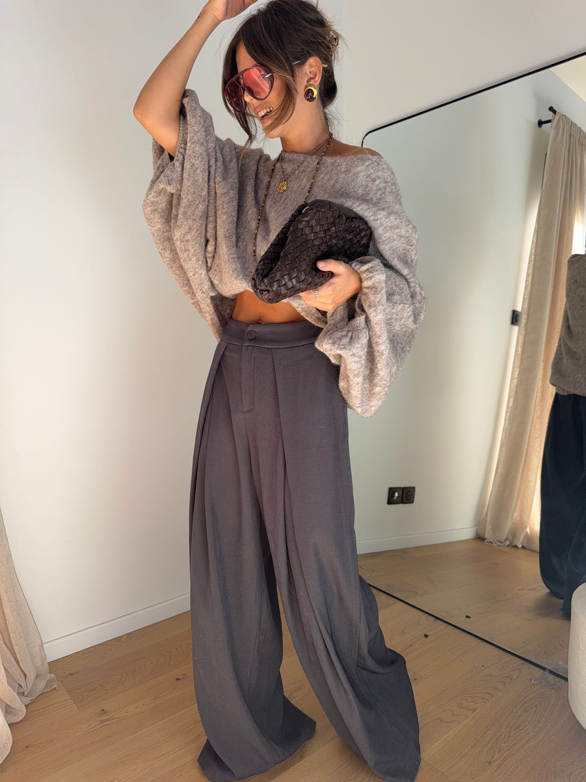 Pantalon droit - gris