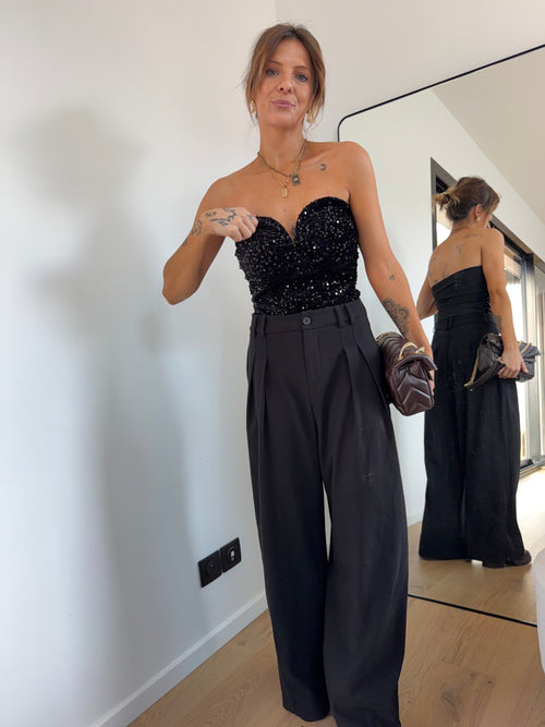 Bustier à paillettes - noir