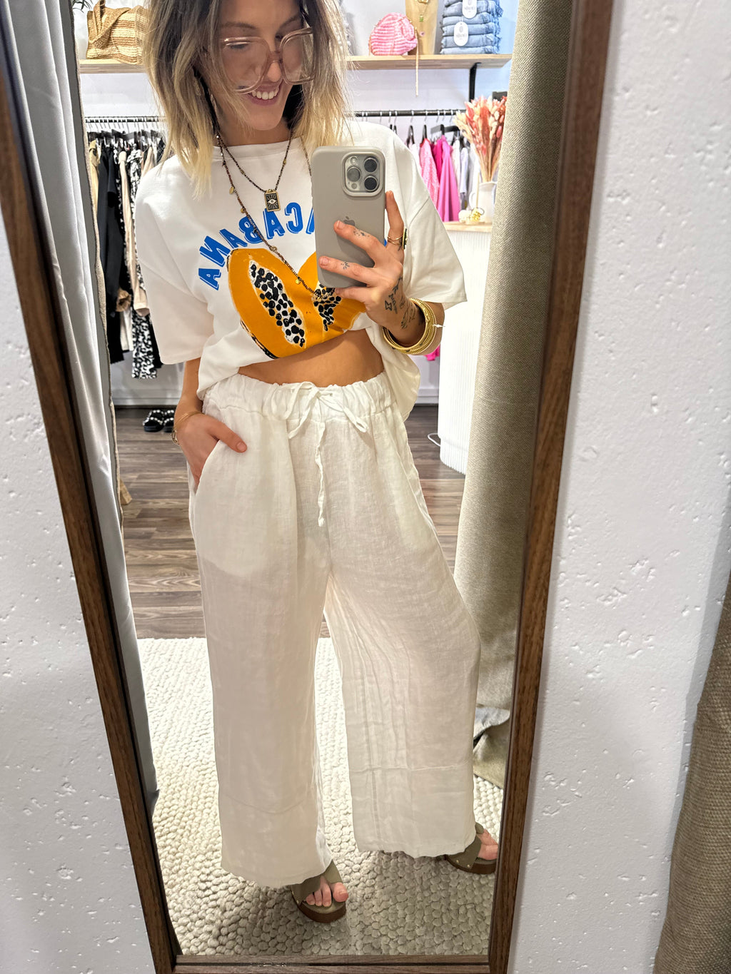 Pantalon en lin - blanc