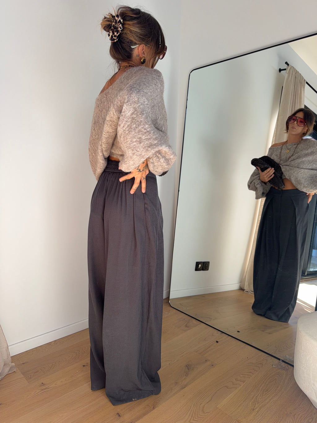 Pantalon droit - gris