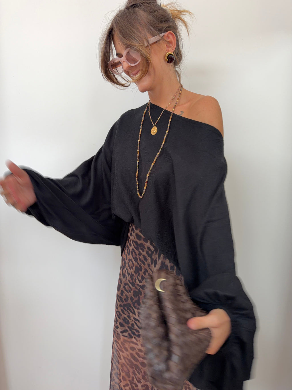 Pull manches bouffantes - noir
