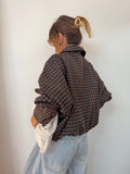 Veste à carreaux - marron et beige