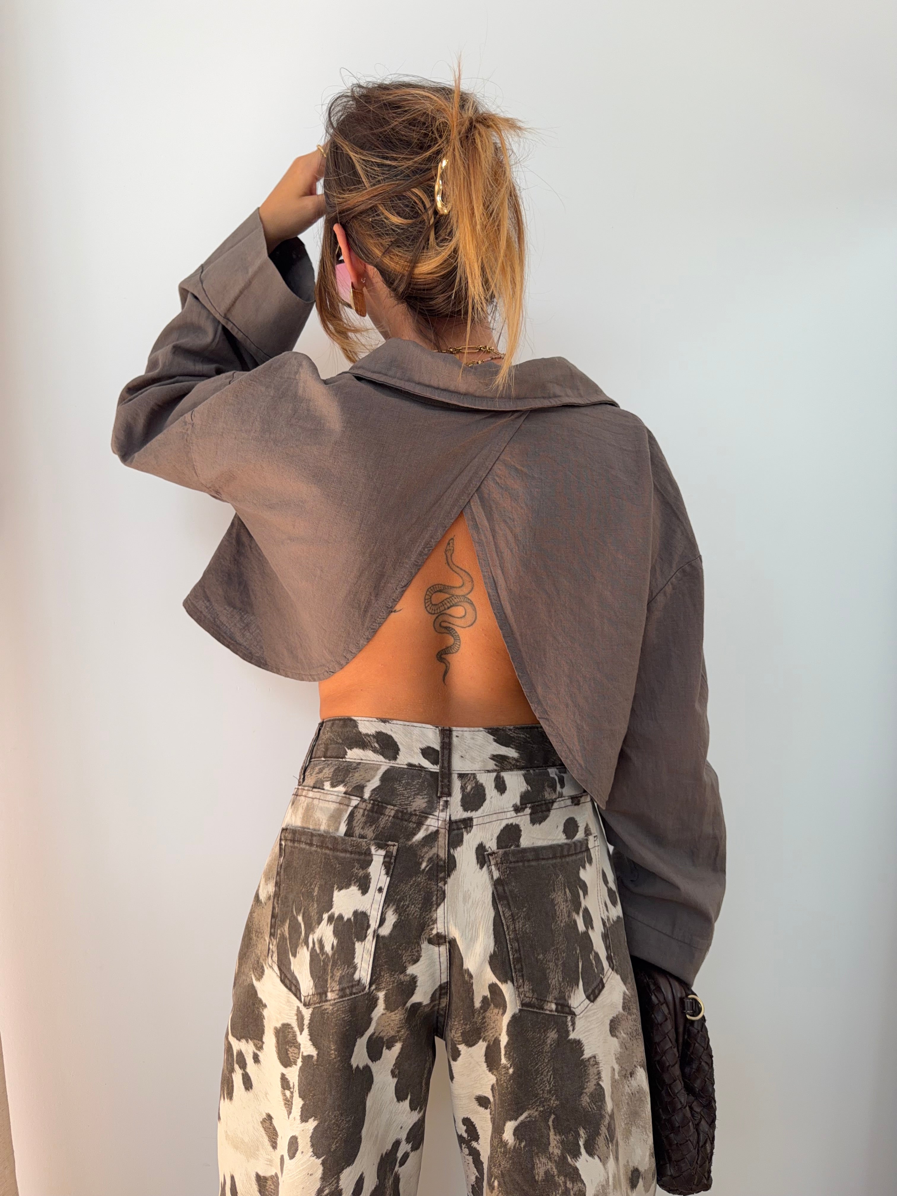 Chemise lin courte Lover's - taupe